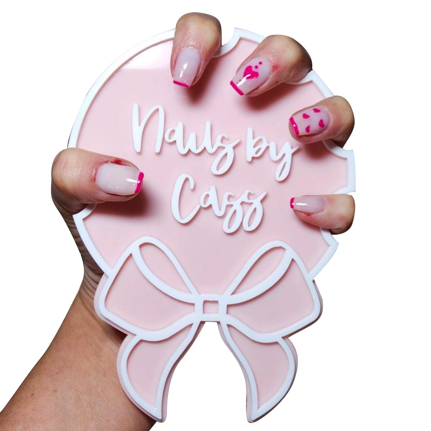 Jasilon Custom Nail Photo Props, Acrylic Nail Picture Props Personalized Logo Nail Tech Decor Plate Nailfie Disk with Social Media Salon Nail Display Stand Nail Polish Display Gifts for Nail Artist