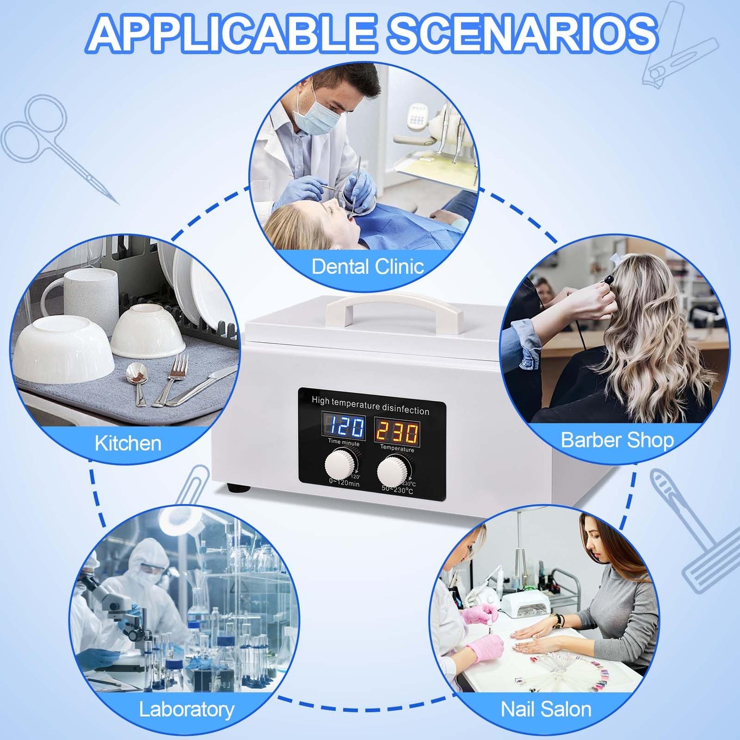 LINBEAUTI High Temperature Steriliser Autoclave Machine 110V 300W Nail Tool Steriliser Dry Heat Steriliser Dental Instrument Steriliser Nail Tool Steriliser 2.5L Capacity with LED Display (white)
