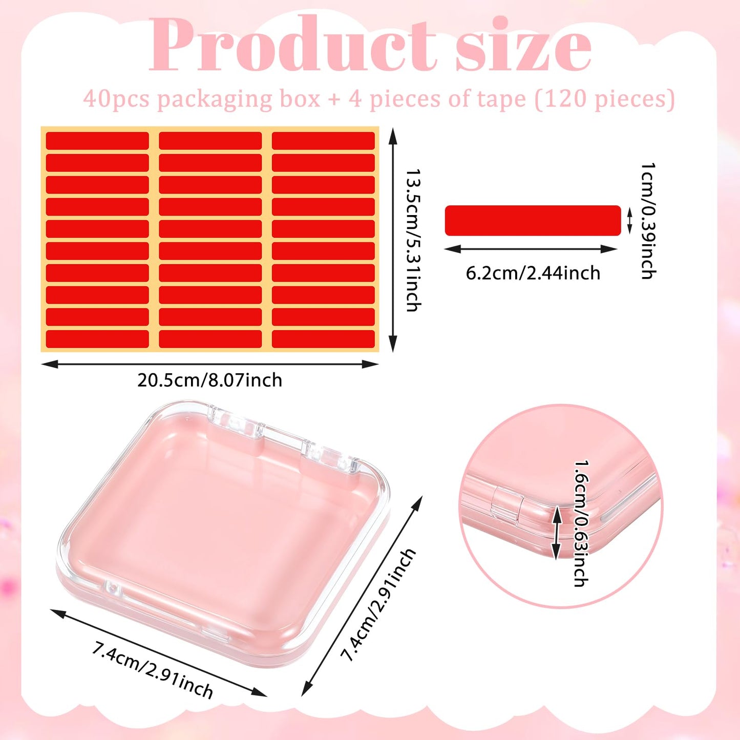 40Pcs Press On Containers Nail Packaging Boxes Acrylic Nails Containers Organizer Cases for Packaging 120Pcs Double Sided Adhesive Nail Tape for Naill Art Salon Supplies