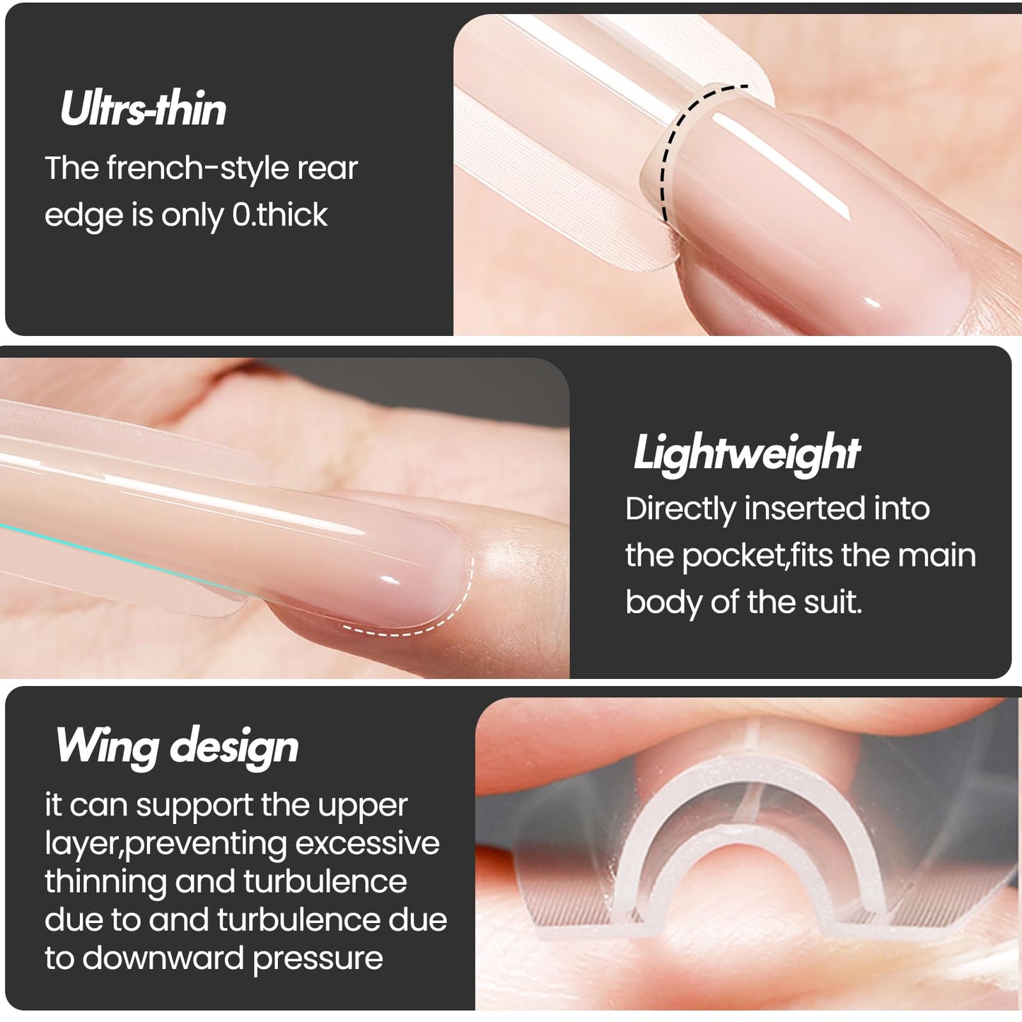 Sandwich Nail Dual Forms - 240Pcs | Almond Round Shape Nail Extension Kit with Alignment Guides | Reusable Mold for Builder Gel & Polygel (Long coffin shape)