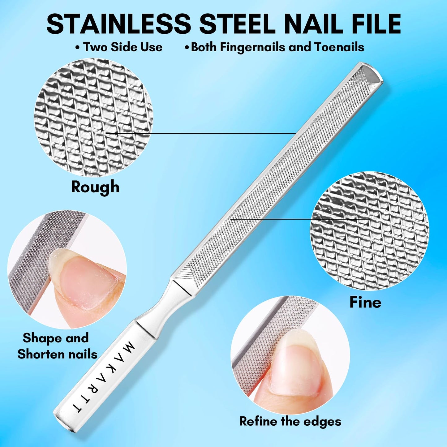 Makartt Toenail Clippers, 5-in-1 Stainless Steel Nail Clipper Set for Thick or Ingrown Toenails, Professional Removal Kit for Men, Women & Seniors