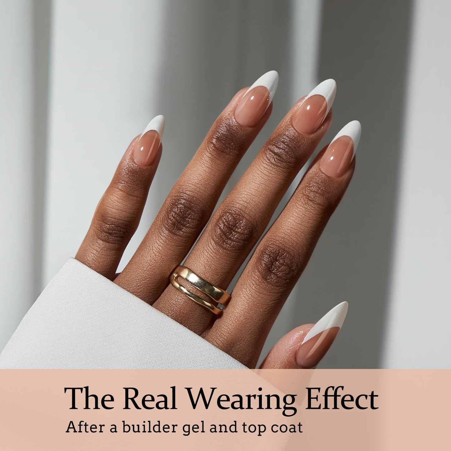 BTArtboxnails French Gel Nail Tips - French Tip Press on Nails Brown Medium Almond XCOATTIPS for Nail Extensions