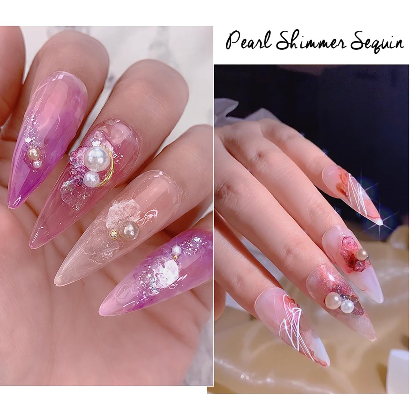 Mica Marble Nail Art Flakes, Autumn Winter Holographic Japanese Style 3D Nail Glitter Sequins Design Marble Nail Slices Acrylic Nails Supplies for Women Manicure Charms Decorations Resin Nail Art Tips