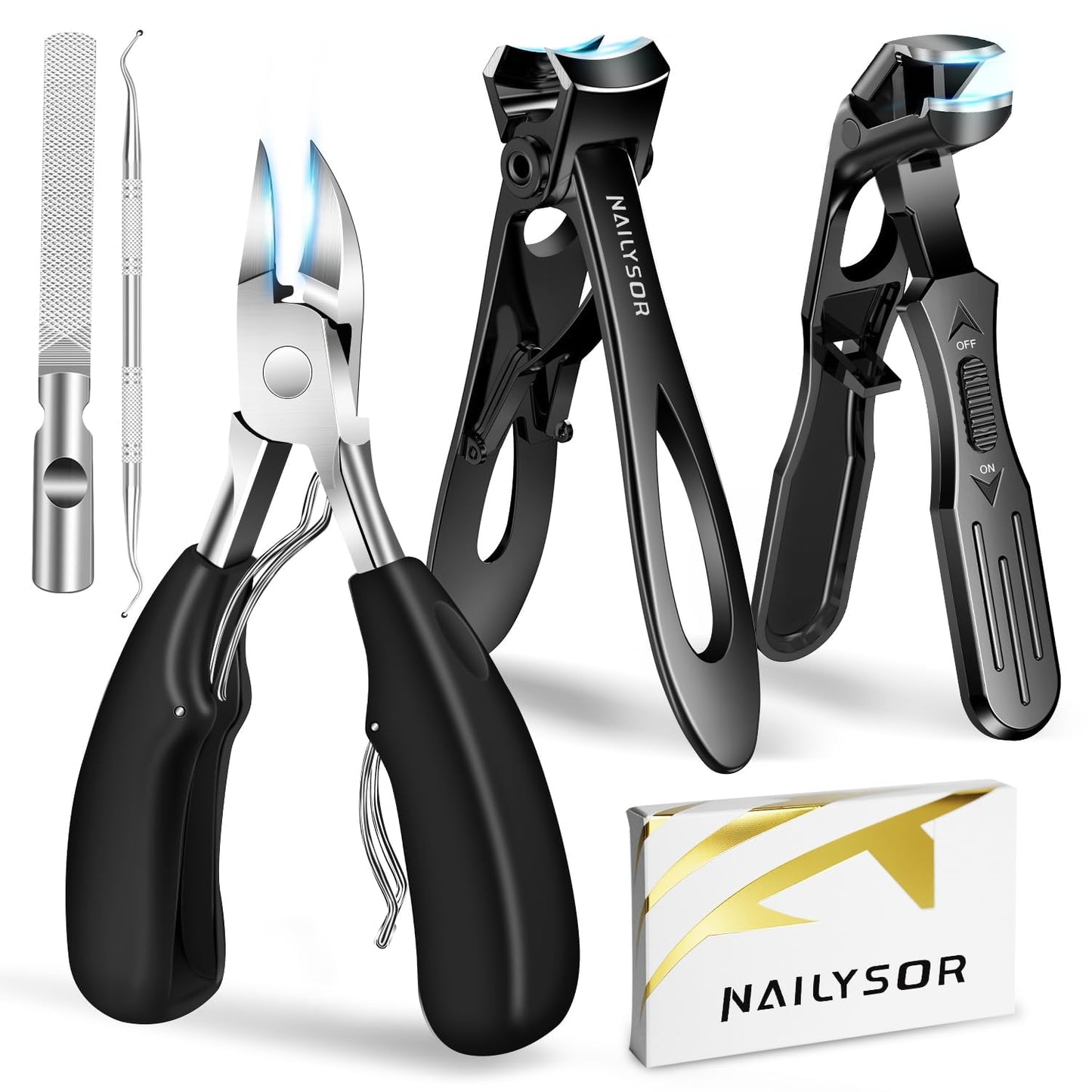 Upgrade Ultra Wide Jaw Opening Nail Clippers for Thick Nails, Long Handled Toenail Clippers for Seniors Thick Toenails, Large Angled Head Sharp Cutters, Fingernail Clippers with Catcher for Men Women
