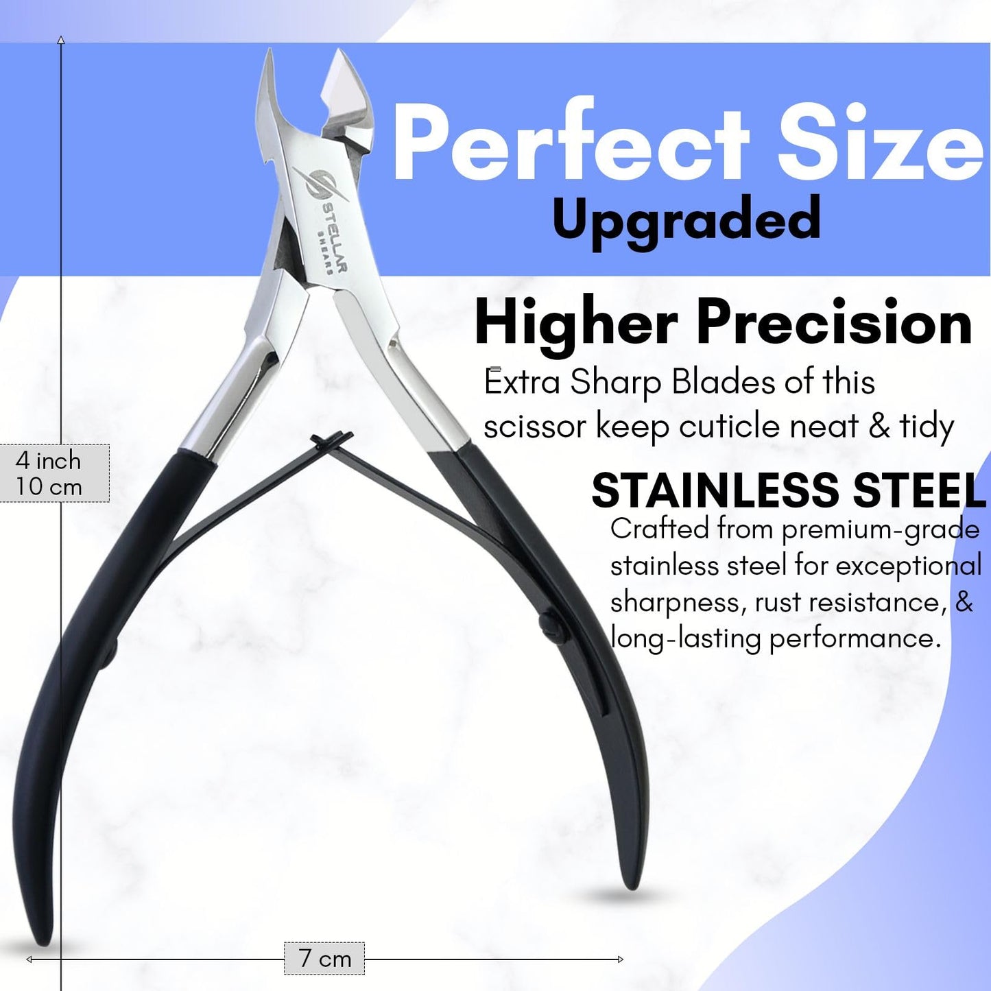 Stellar Shears 5-in-1 Cuticle Trimmer Set – Professional Cuticle Nipper, Scissors, Pusher, Tweezer & Nail File – Stainless Steel Manicure Pedicure Kit for Women, Salon & Home Nail Care (Matte Black)