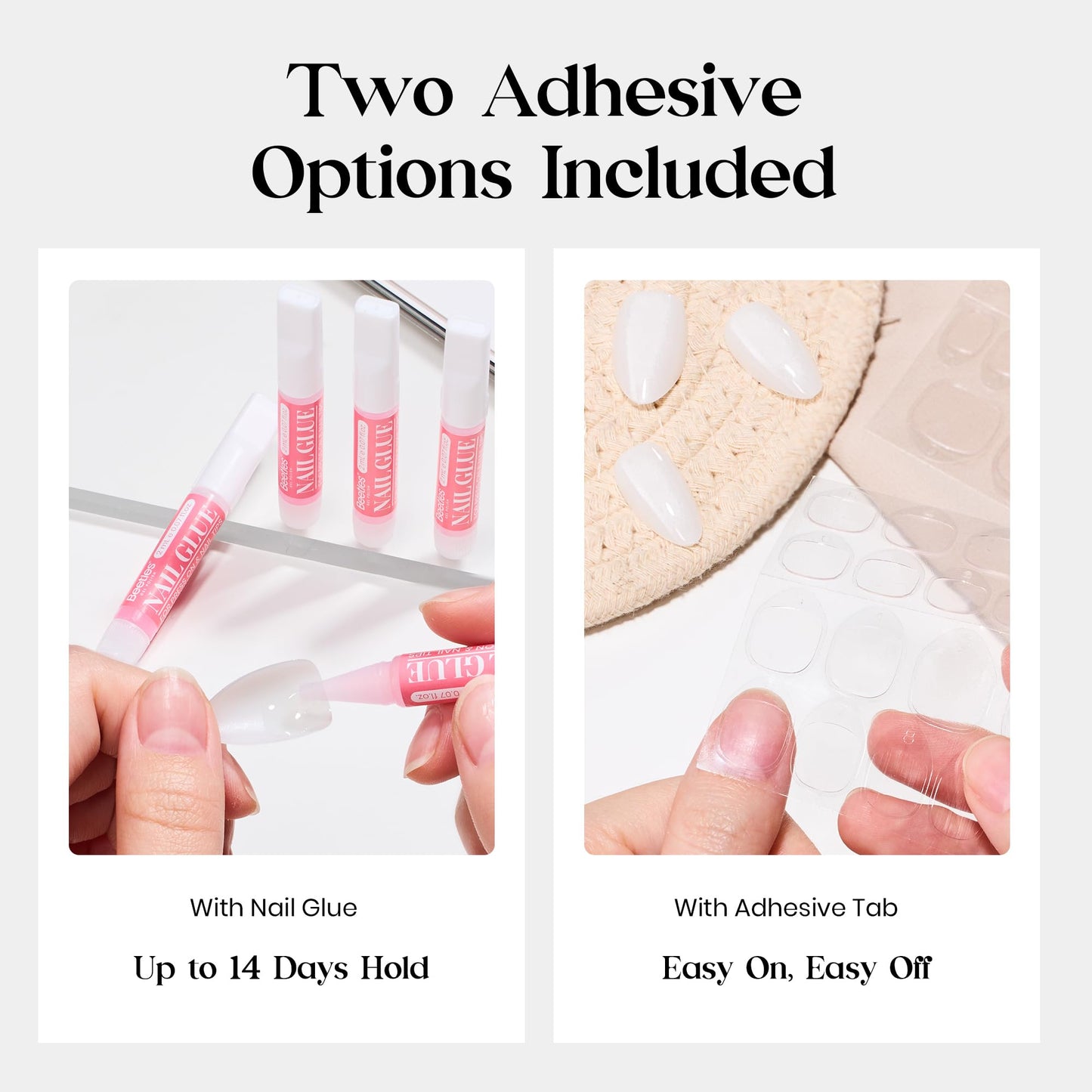 Beetles Milky White Press On Nails Short Squoval, 32pcs 16 Sizes, Soft Gel, Glue and Tabs, HEMA and TPO Free & Nude Pink Gel Polish Set 6 Colors, TPO & HEMA Free, Spring Manicure Kit
