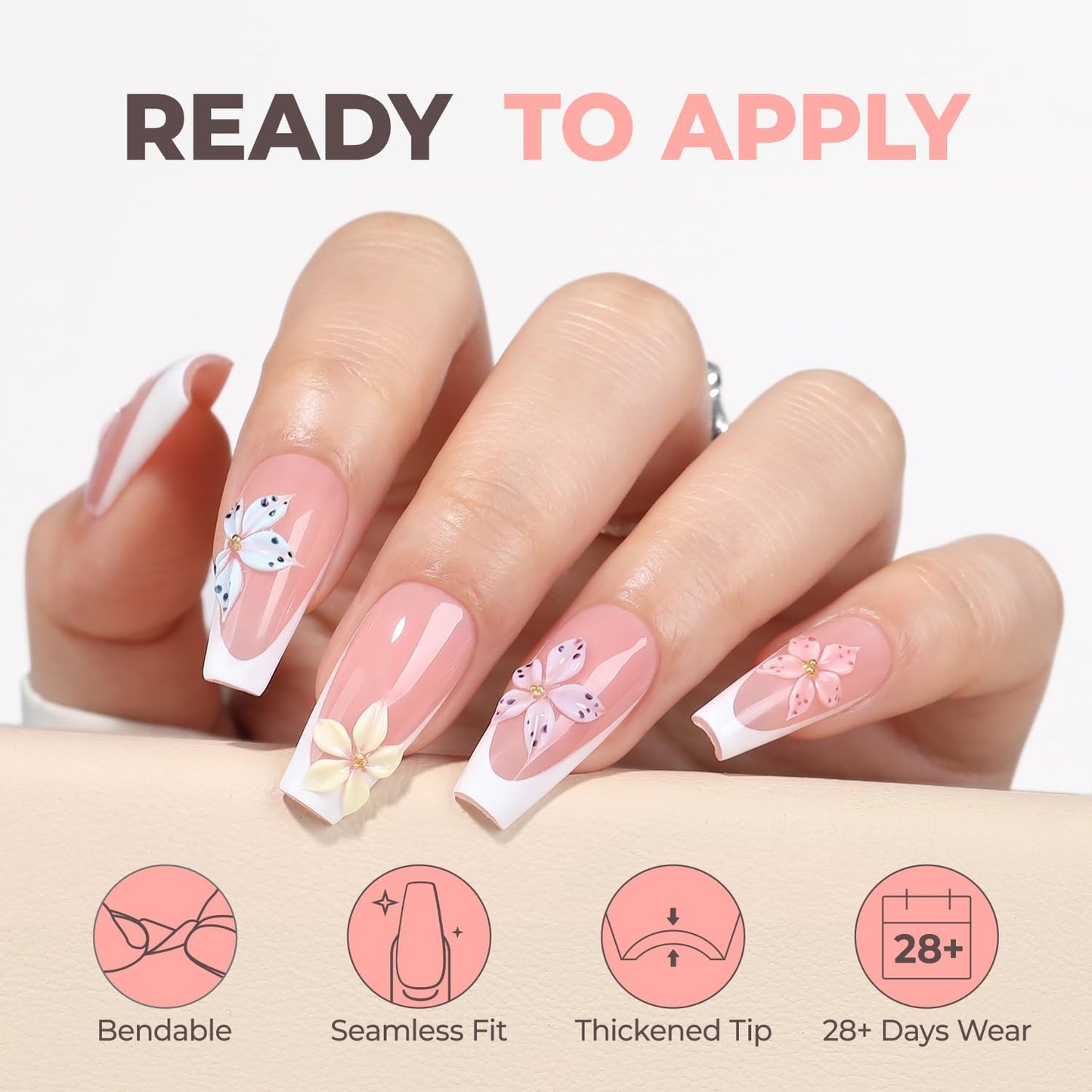 UNA GELLA Coffin Nails Tips 504pcs 12 Sizes, Soft Gel Nail Tips Acrylic Full Cover Pre-buffed Medium Coffin Press On Fake Nails For False Nails Extension Home DIY Salon Gifts for Women and Girls