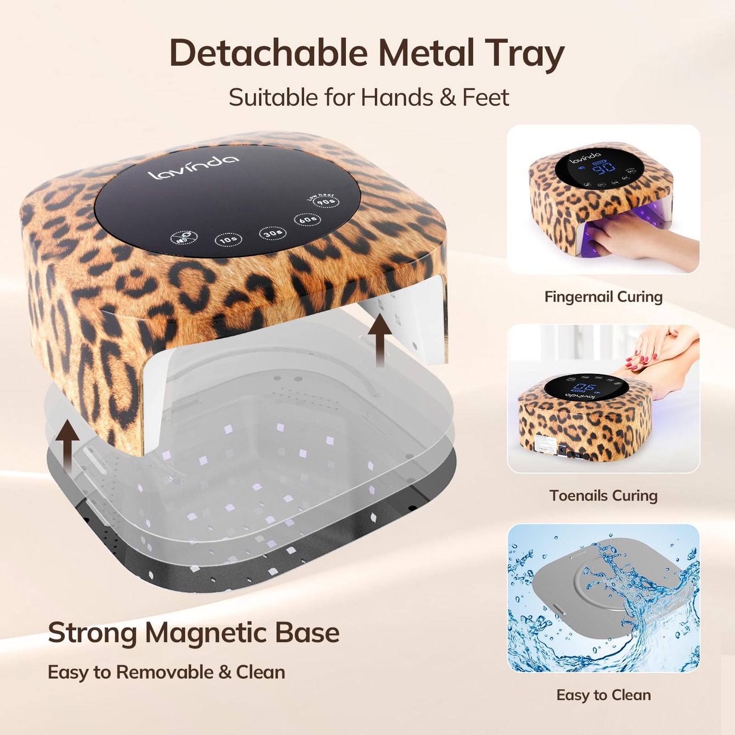Lavinda Leopard UV Light for Gel Nails 54W Cordless Rechargeable Nail UV Lamp Nail Light & 35000RPM Electric Nail Drill Portable Rechargeable Nail Efile
