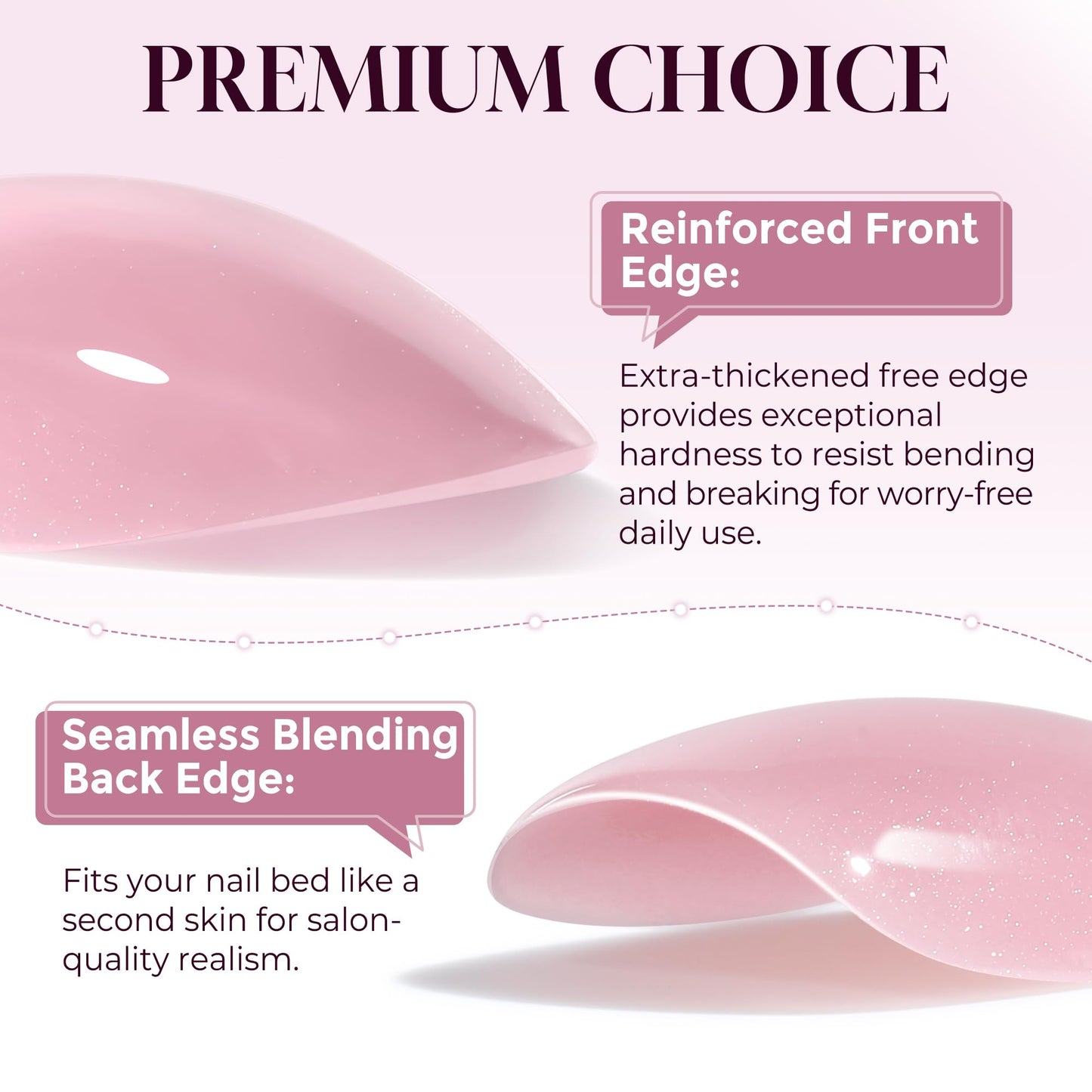 UNA GELLA Cat Eye Press On Nails: Almond Soft Gel Press Ons Short Kit with Nail Tips Glue on Nails, 16 Sizes - 32 Reusable Chrome Fake Nails Kit, Pink Rose