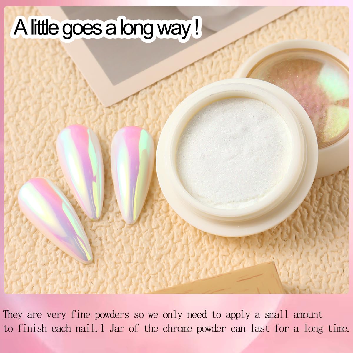 Holographic Mirror Gold Chrome Nail Powder for Gel Nails, Iridescent Aurora Mermaid Pigment Magic White Pearl Glitter Dust Kit for Women Girls DIY Manicure Decoration 4 Boxes