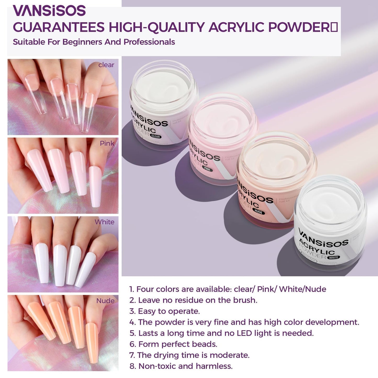 VANSISOS Professional Acrylic Nail Kit with Drill: Complete Nail Kit with Everything Acrylic Powder and Liquid Set with Glitter Powder Brushes X-Strength Primer for a DIY Home Salon Experience