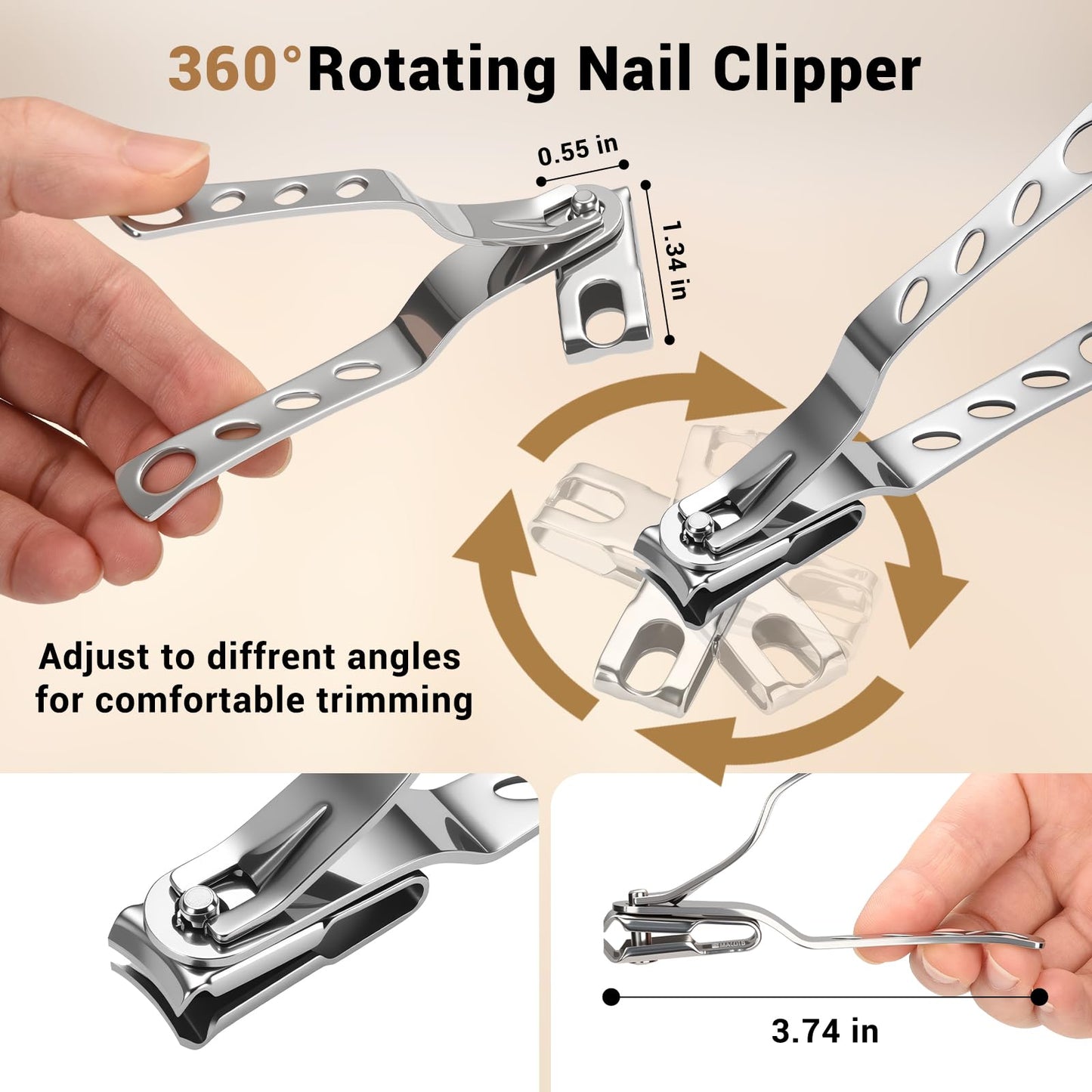 New Huing Toenail Clippers for Seniors, 8-Piece Nail Clippers Set for Thick & Ingrown Toenails, Great Gift for Parents Hunsband Wife, Included Leather Case