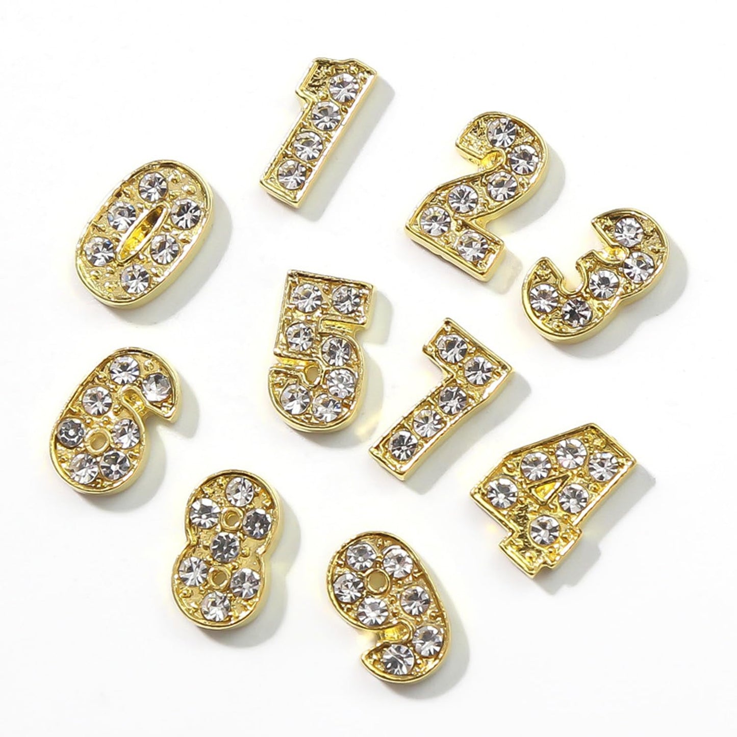 SILPECWEE 48pcs 3d Gold Nail Charms, 12 Zodiac Nail Charms, 10 Number Nail Charms, 26 Letter Nail Charms, Nail Studs Jewels Rhinestones Nail Art Decoration for Acrylic Nails