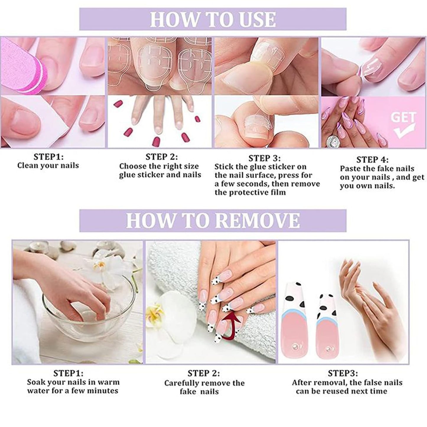 30Pcs Colorful Polka Dot Press on Nails Medium Almond French Fake Nails Color Stripes Design False Nails 3D Star & Apple & Clover Acrylic Nails Nude Glossy Full Cover Artificial Glue on Nail for Women
