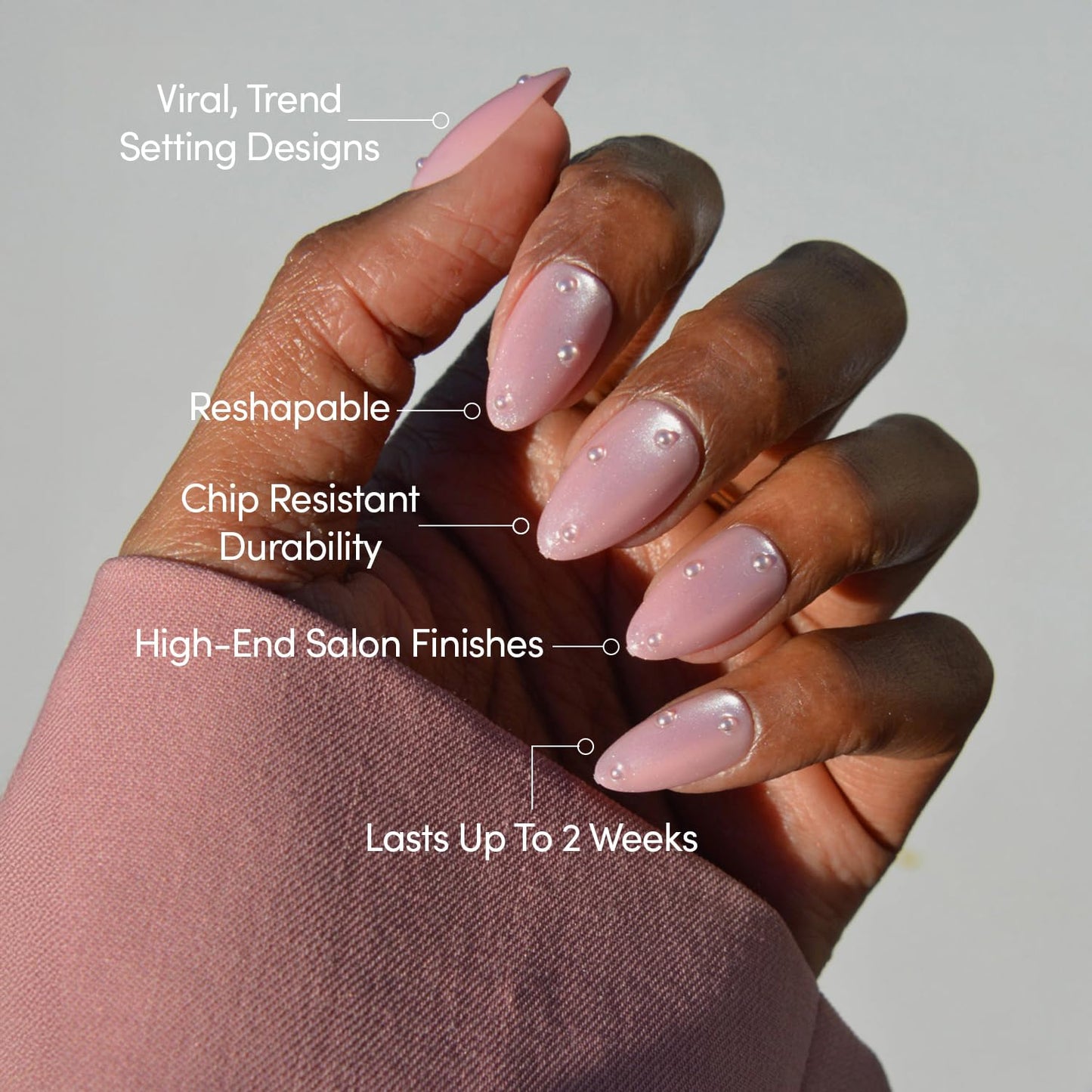 Glamnetic Press-On Nails Bundle - Pink Velvet | 3 Short Almond Fake Nails with Soft Pink Tones, 3D Accents & Velvet Finishes | Durable, Salon-Quality Nail Kits