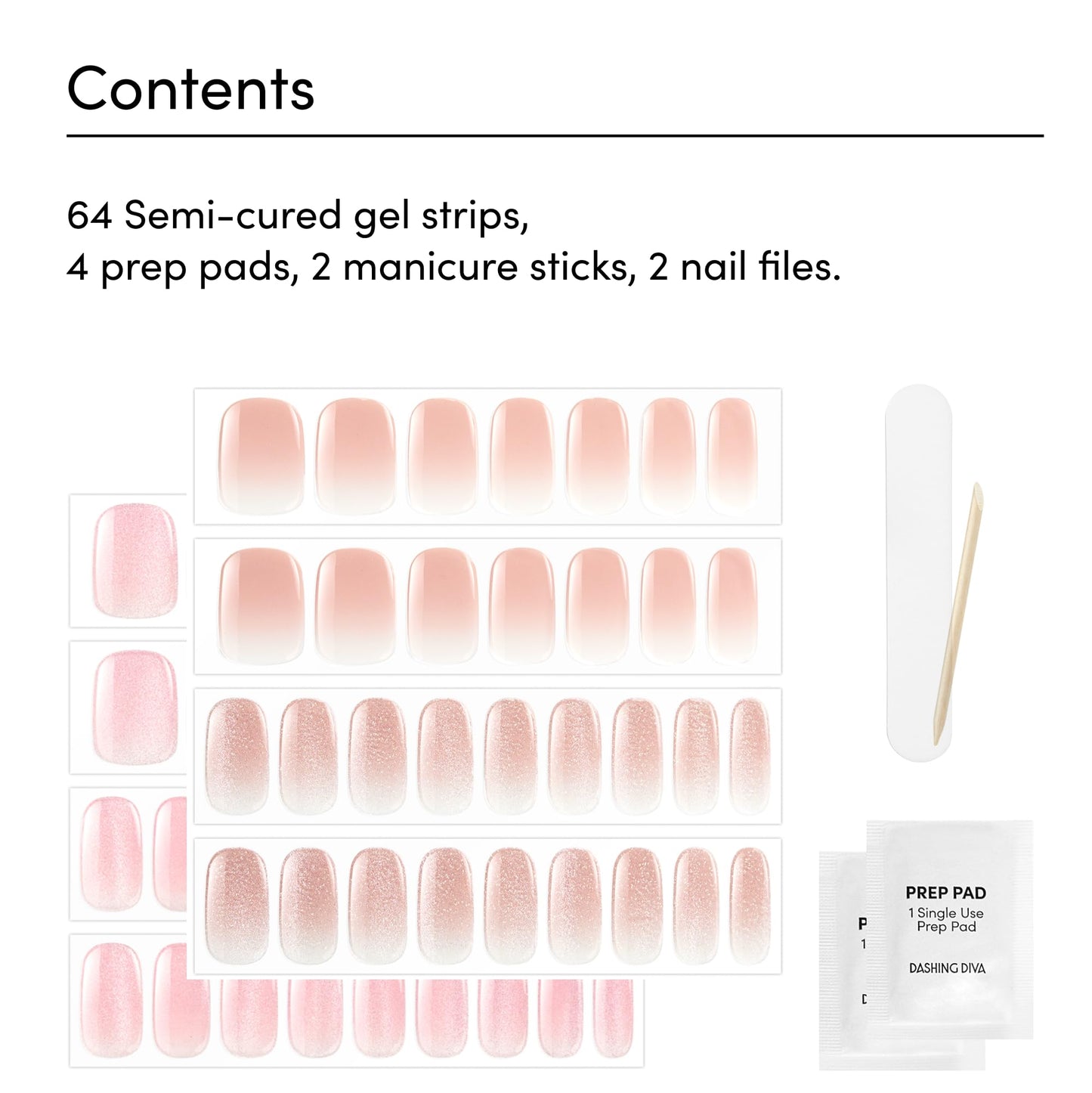 Dashing Diva Glaze Nail Strip Duo - Velvet Blush & Ballerina Blush Collection - Long Lasting, Chip Resistant, Semi-Cured Gel Nail Strips - Contains 2 Colors