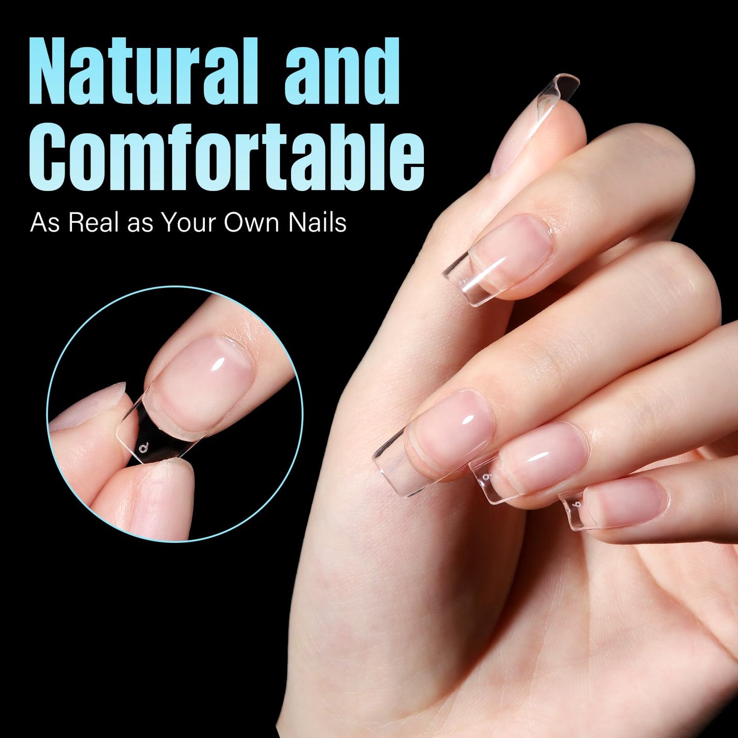 TOMICCA Short Square Nail Tips, Acrylic Gel Tips 240Pcs Fake Nails Full Cover 12 Sizes False Nails Half Matte for Nail Extension Home DIY Salon