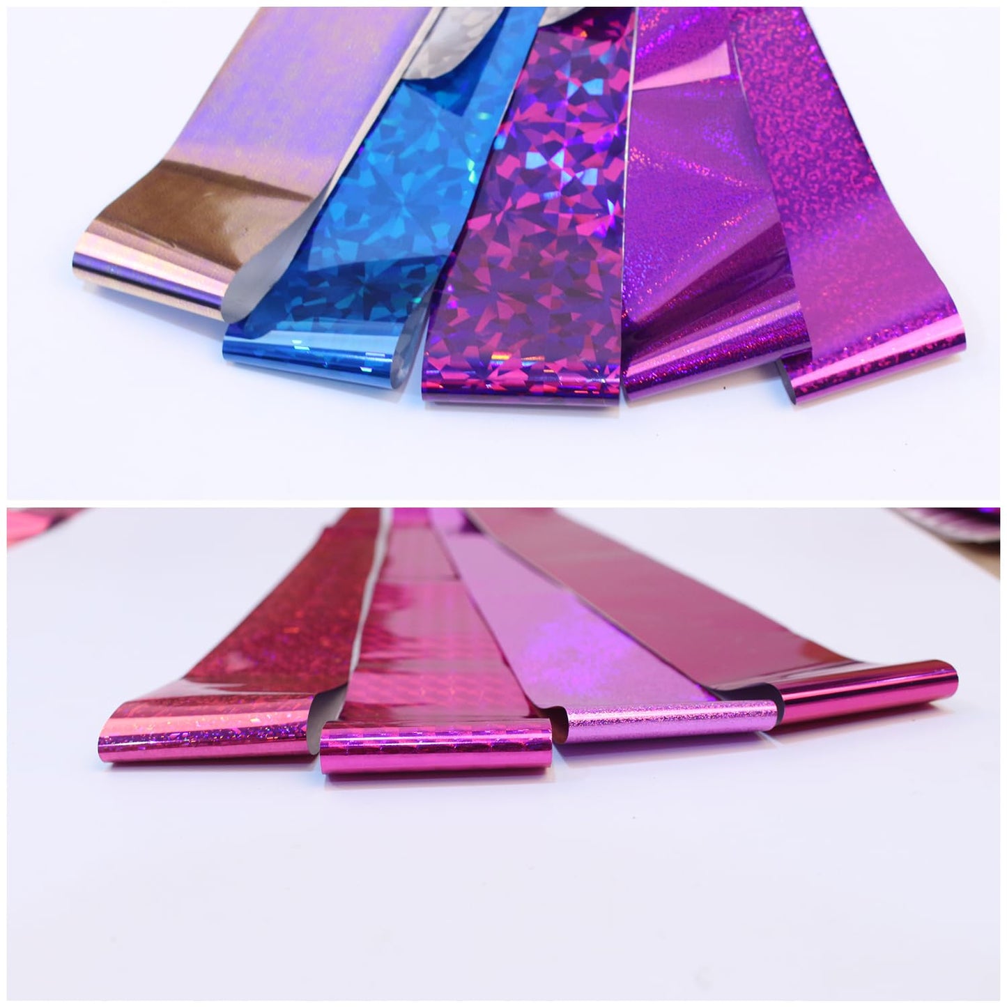 DANNEASY 20 Roll Iridescent Nail Foil Transfer Holographic Nail Foils Sheets Rose Neon Nail Stickers Starry Sky Metallic Nail Art Foil Cellophane Glitter Nails Design 3D Nail Decoration