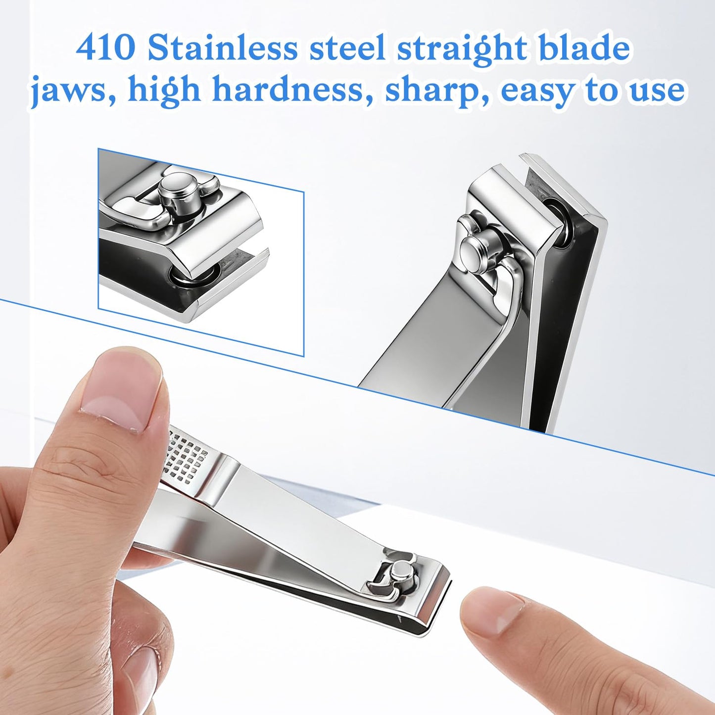 12 Pieces Straight Nail Clippers for Thick Nails Large Stainless Steel Toenail Clippers Heavy Duty Stainless Steel Edgy Nail Cutters for Men Women, Silver