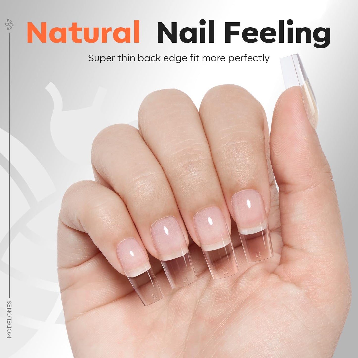 modelones Pro Luxe Instant Nail Apex Tips, Medium Square Extension Gel Tips Pre-building & Pre-etched Thicker Strength Acrylic Fake Nails Full Cover 15 Sizes