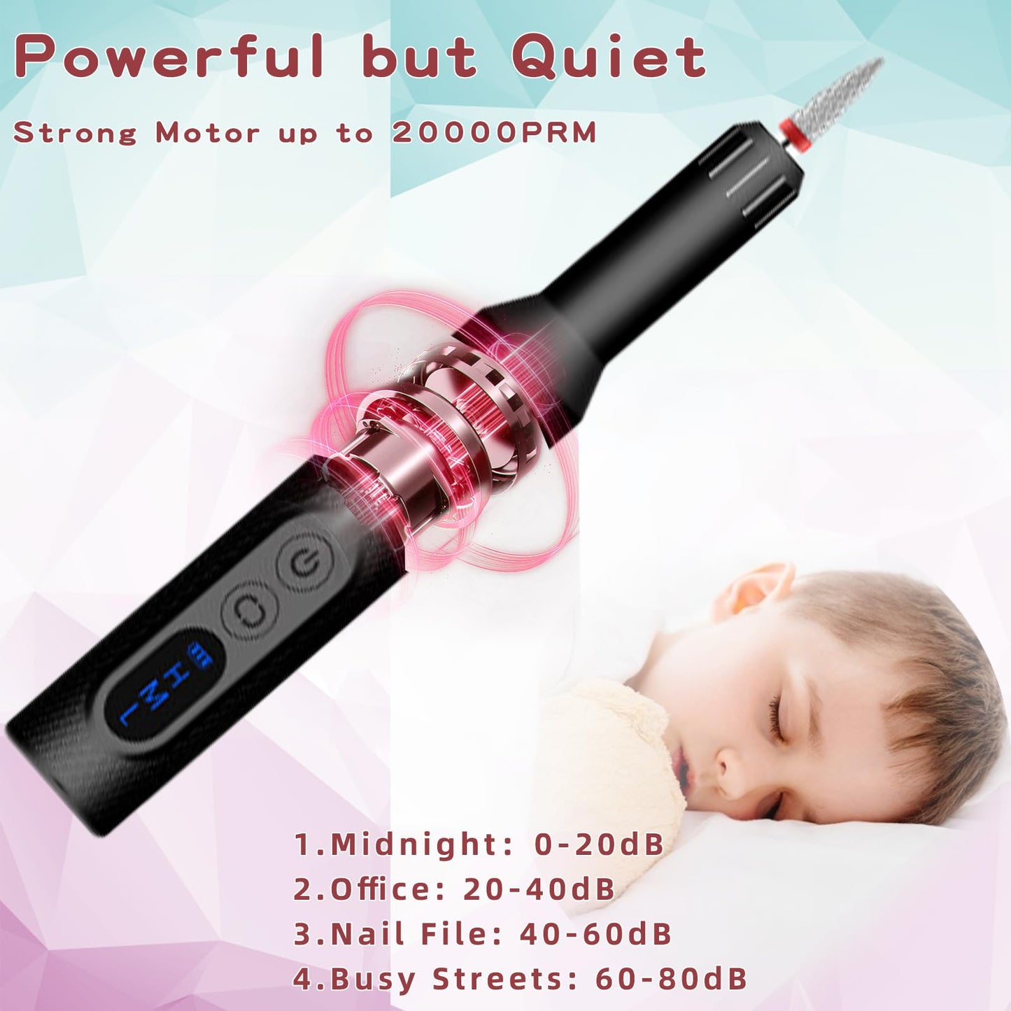 Pinkiou Cordless Electric Nail Drill - 20000RPM Professional Efile Nail Machine with Wireless Charging Base, Portable Rechargeable Nail File Kit for Acrylic, Gel Nails, Manicure & Pedicure at Home