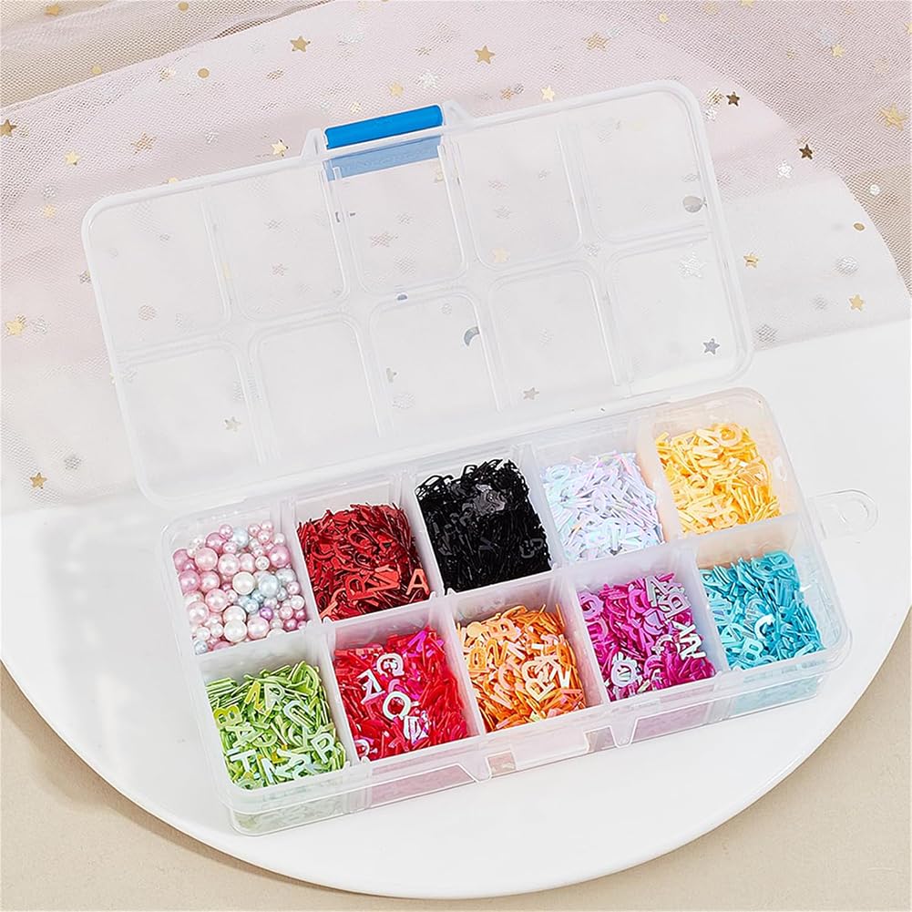 OLYCRAFT 140g Sequins Resin Fillers Alphabet Glitter Letter Sequins Resin Charms Flakes ABS Plastic Beads Resins Filling Accessories Sequin for Nail Art Decorations Nail Glitter and Resins Project