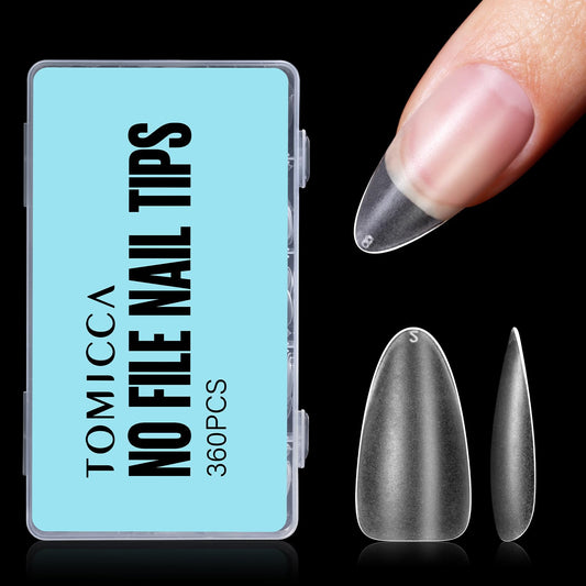 TOMICCA Medium Almond Nail Tips 15 Sizes 360pcs Full Cover Almond Fake Nails Soft Pre Shaped Gel Tips Acrylic Full Matte For Nail Extensions Home Diy Nail Salon