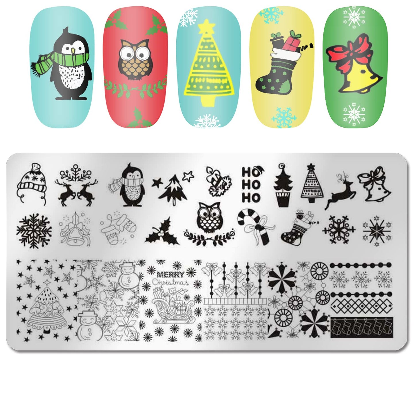 DANNEASY 6 Pieces Christmas Nail Stamping Plate Nail Stamps Snowflake Santa Claus Nail Stencils Holiday Plates for Nails Design Manicure Template Acrylic Nail Art Accessories