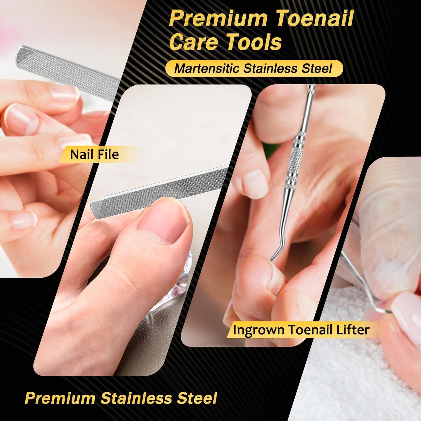 Kingfun Toenail Clippers for Seniors, Ingrown Toe Nail Clippers for Thick Nails for Seniors, Heavy Duty Toenail Clippers for Thick Toenails, Angled Head Thick Toe Nail Clippers for Men 5Pcs