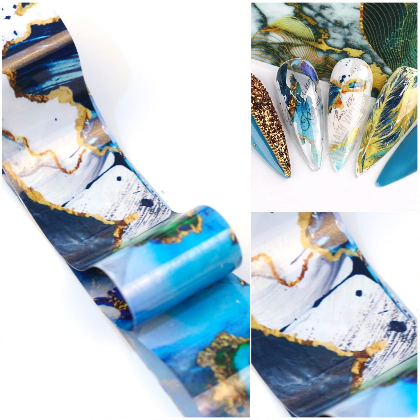 Nail Foil Transfer, DANNEASY 30 Roll Marble Nail Foils Starry Sky Nail Transfer Stickers Holographic Nail Art Foil Iridescent Nail Design Stickers Nail Decals for Women Kids