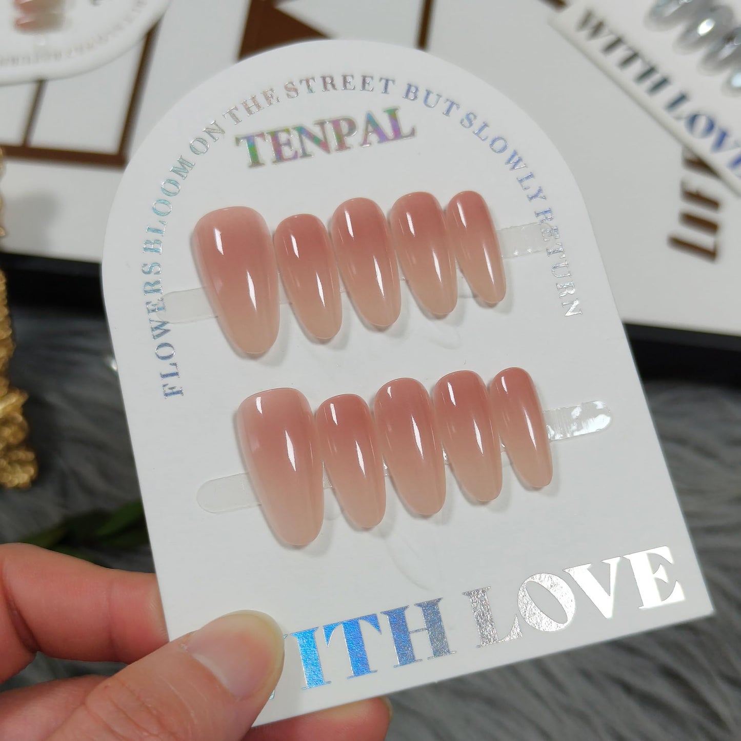 TENPAL Sheer Nude Press on Nails Medium Oval Salon Style for Everyday, Handmade & Reusable, Classic Sheer False Nails with a Clean Finish(S)