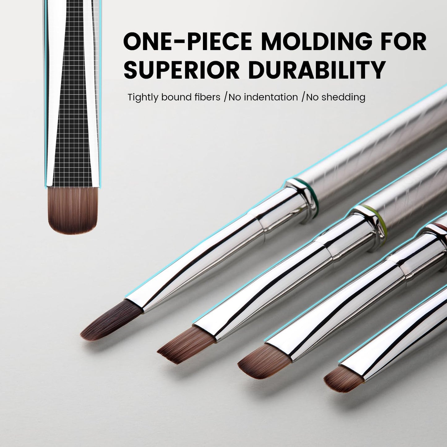 YOKEFELLOW EliteAlly Nail Art Brushes,2-in-1 French Tip Brush and Clean up Brush for Gel Nail Polish, Base Gel Short Round Brush Professional Nail Tool(EA01 ROUND-S)
