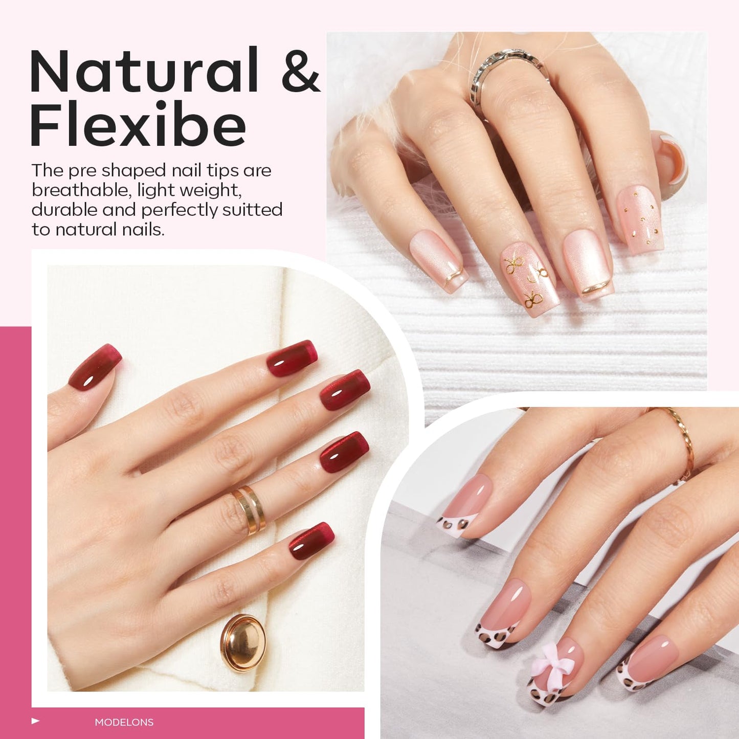 modelones X Nail Gel Kit Kit Short Square, 9-in-One Nail Glue with Portable U V Lamp 216Pcs 12Sizes Pre-Etched Press ons Fake Acrylic Extension Kit DIY Salon Gift for Women