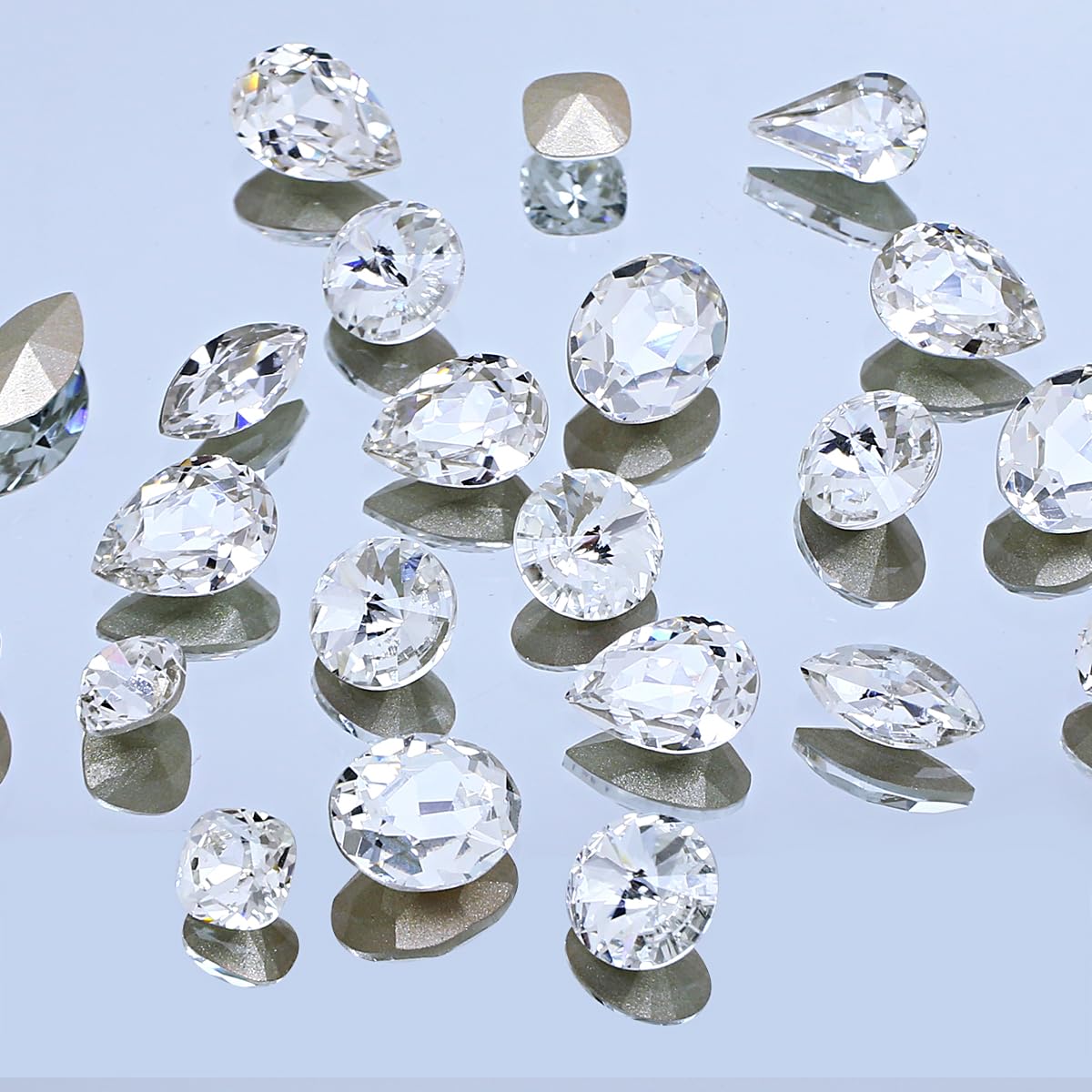 DONGZHOU 72pcs Mix Shape Crystal Nail Art Rhinestone Gems Point Back Fancy Stone Sew On Rhinestone Loose Crystal Sewing for Clothing Wedding Dress Nail Art Shoes Bags DIY Crafts