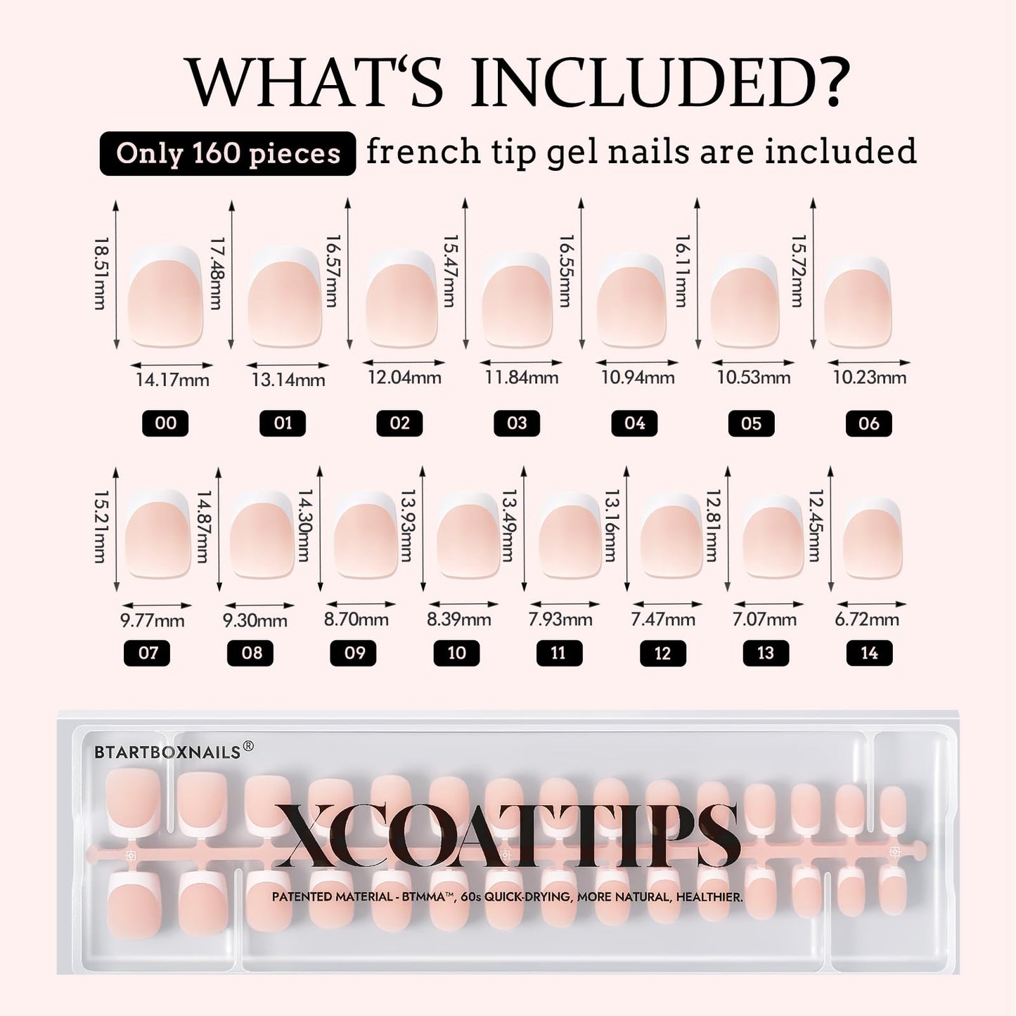BTArtboxnails Soft Gel Nail Tips - Extra Short Square French Tip Press on Nails XCOATTIPS French Acrylic Nail Tips Kit Fake Nails Glue on Nails Extension Tips for Professional Use
