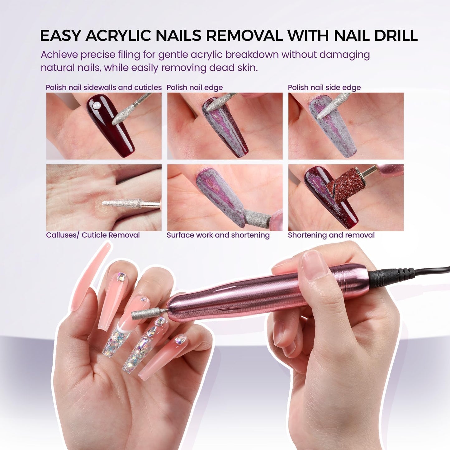 VANSISOS Professional Acrylic Nail Kit with Drill: Complete Nail Kit with Everything Acrylic Powder and Liquid Set with Glitter Powder Brushes X-Strength Primer for a DIY Home Salon Experience