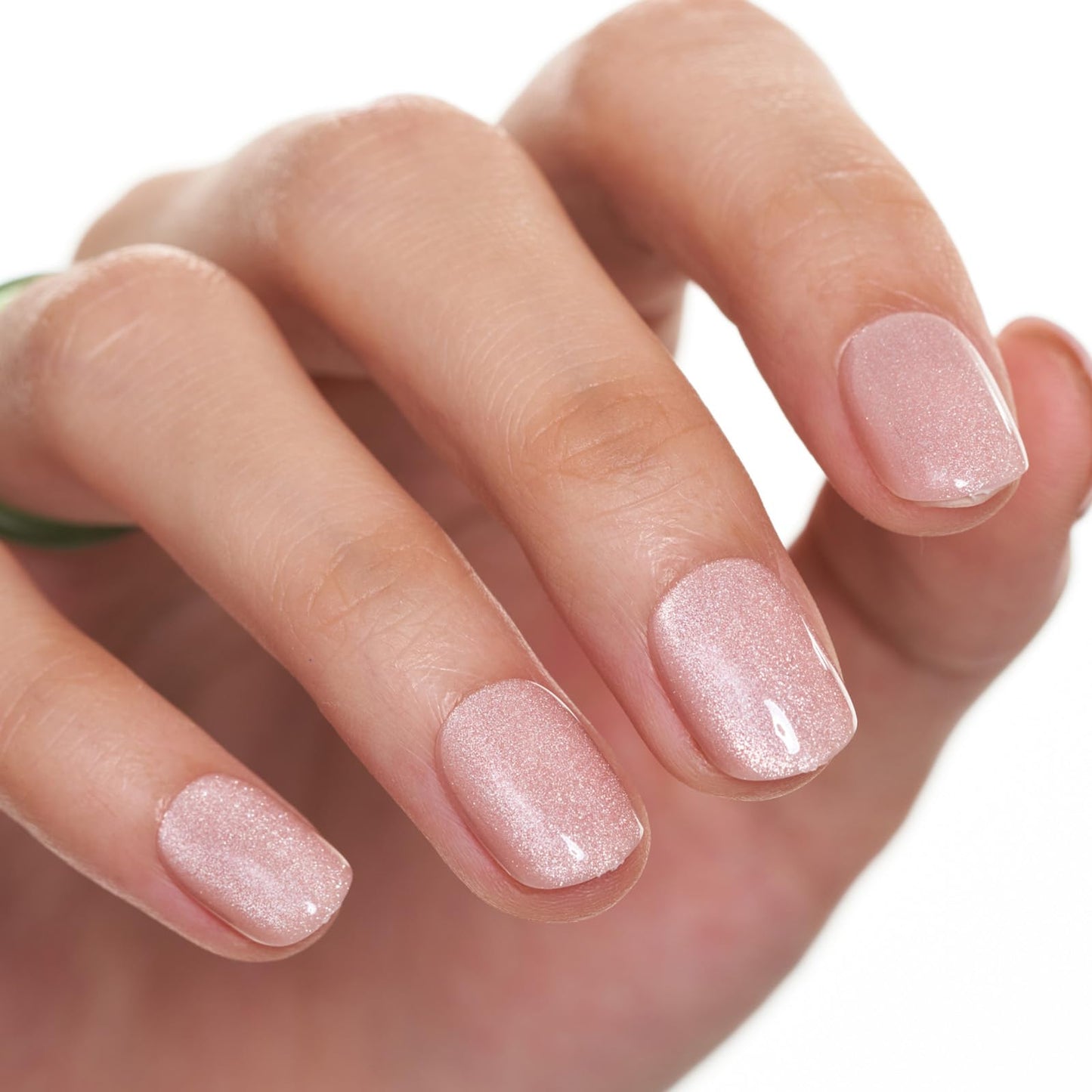 GLAMERMAID Nude Pink Cat Eyes Short Press on Nails, Spring Summer Extra Short Squoval Glue on Nails for Women, Square Soft Gel Fake Nails, Round Reusable Acrylic False Nails Manicure Kit for Women