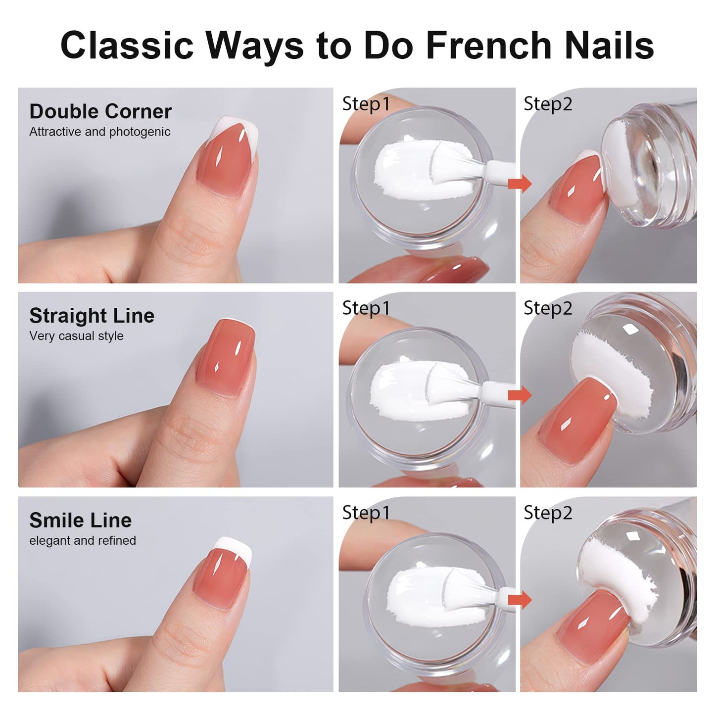 SAGEBIO 8PCS Nail Art Stamper Clear Silicone Nails Stamping Jelly with Scraper Transparent Visible Body DIY Manicure Nail Art Tool M