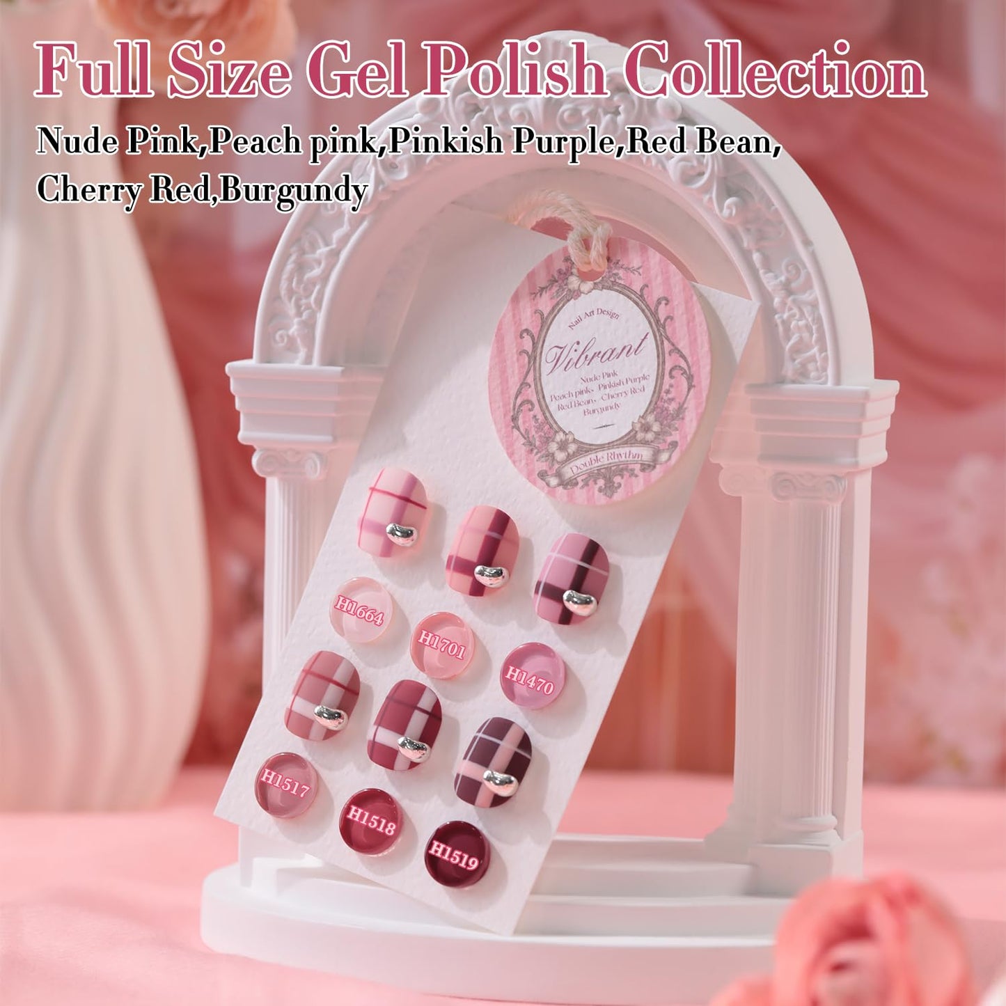 Double Rhythm 6 Pcs Hema Free Gel Polish Set 0.50 OZ Same Color Same Bottle Soak Off Neutral Natural Milky Gel Polish Kit Nail Art Manicure Salon DIY (Nude Pink Rose Burgundy-H6-3)