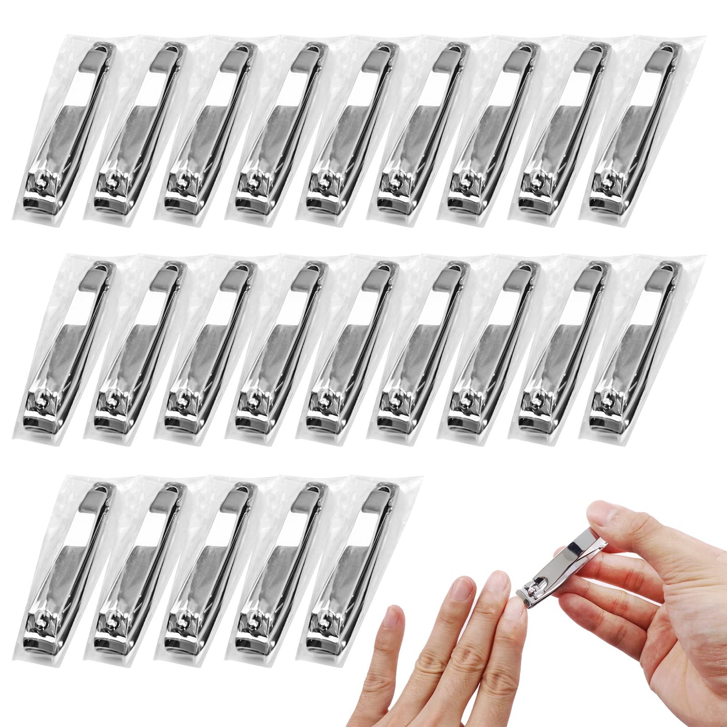 Individually Wrapped Nail Clippers Stainless Steel Fingernail Clippers Bulk, Sturdy Toenail Clippers Thick Nail Tip Cutter Trimmer for Homeless/Men and Women/Hotel 6.8cm X 1.2cm (Set of 100)