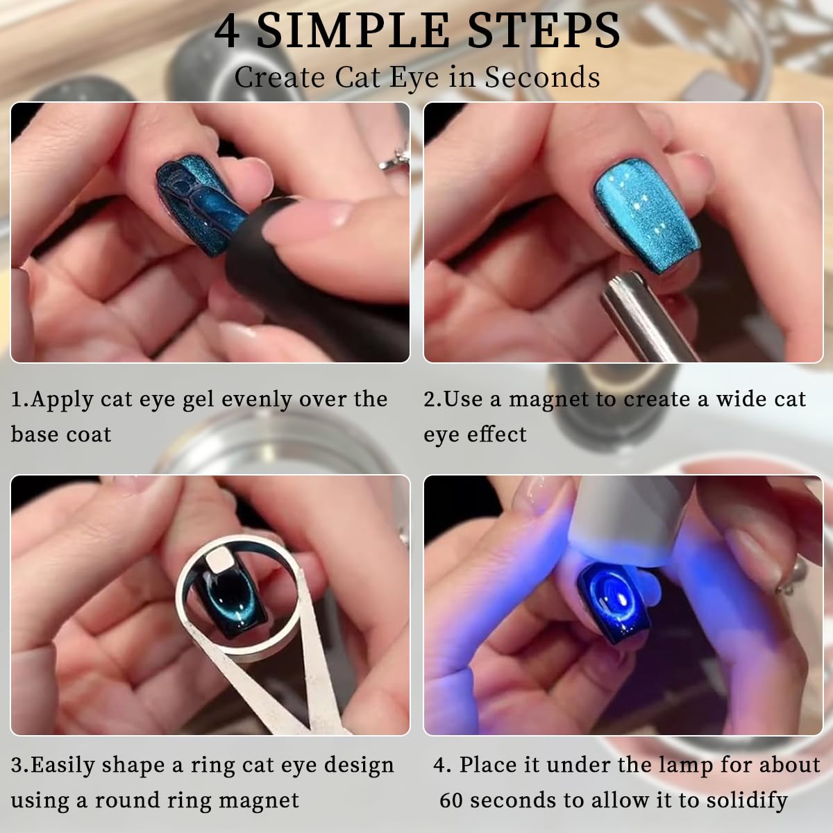 2Pack Ring Cat Eye Magnet for Nails – Strong 2-in-1 Set with Stabilizer Tool, Y-Shaped & Hollow Ring Magnet for Halo, French, Wide Beam Effects, Portable Magnetic Nail Art Tool for Beginners & Pros