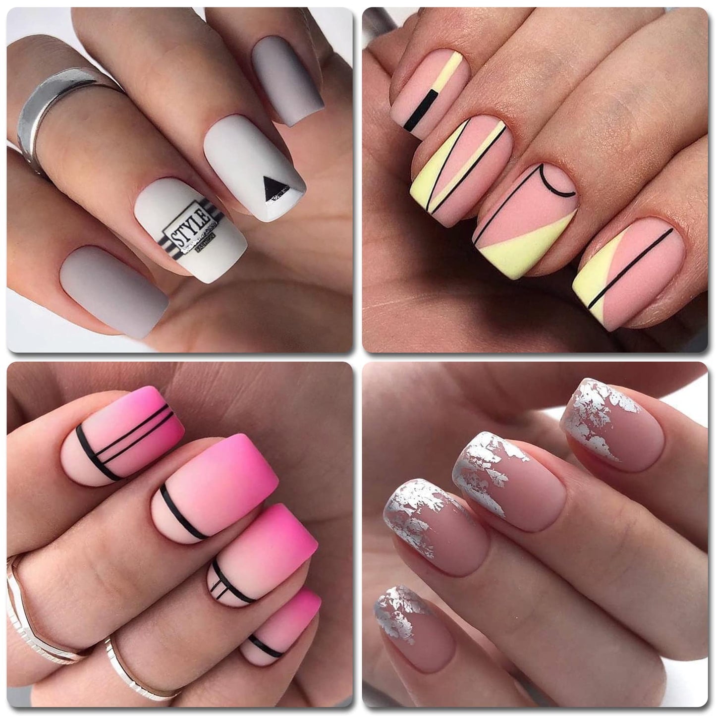 LoveOurHome 576pc Square Press on Nails Medium Fake Nails Matte Glue on Nail Medium Acrylic Nails Press ons Nail Square Artificial Fingernails Stick Presson Nail Tips for Women Girls