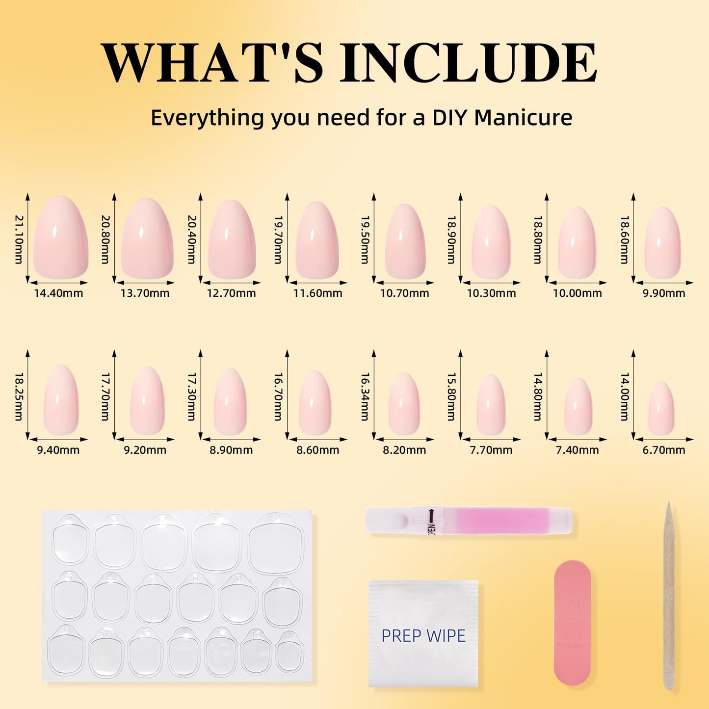 Leefrei Light Pink Press On Nails - Glossy Finish Pink Fade Press On Nails Short Almond Nails Press Ons for Women Fake Nails with Glue, Reusable Glue on Nail in 16 Sizes - 32pcs, Blush Milk