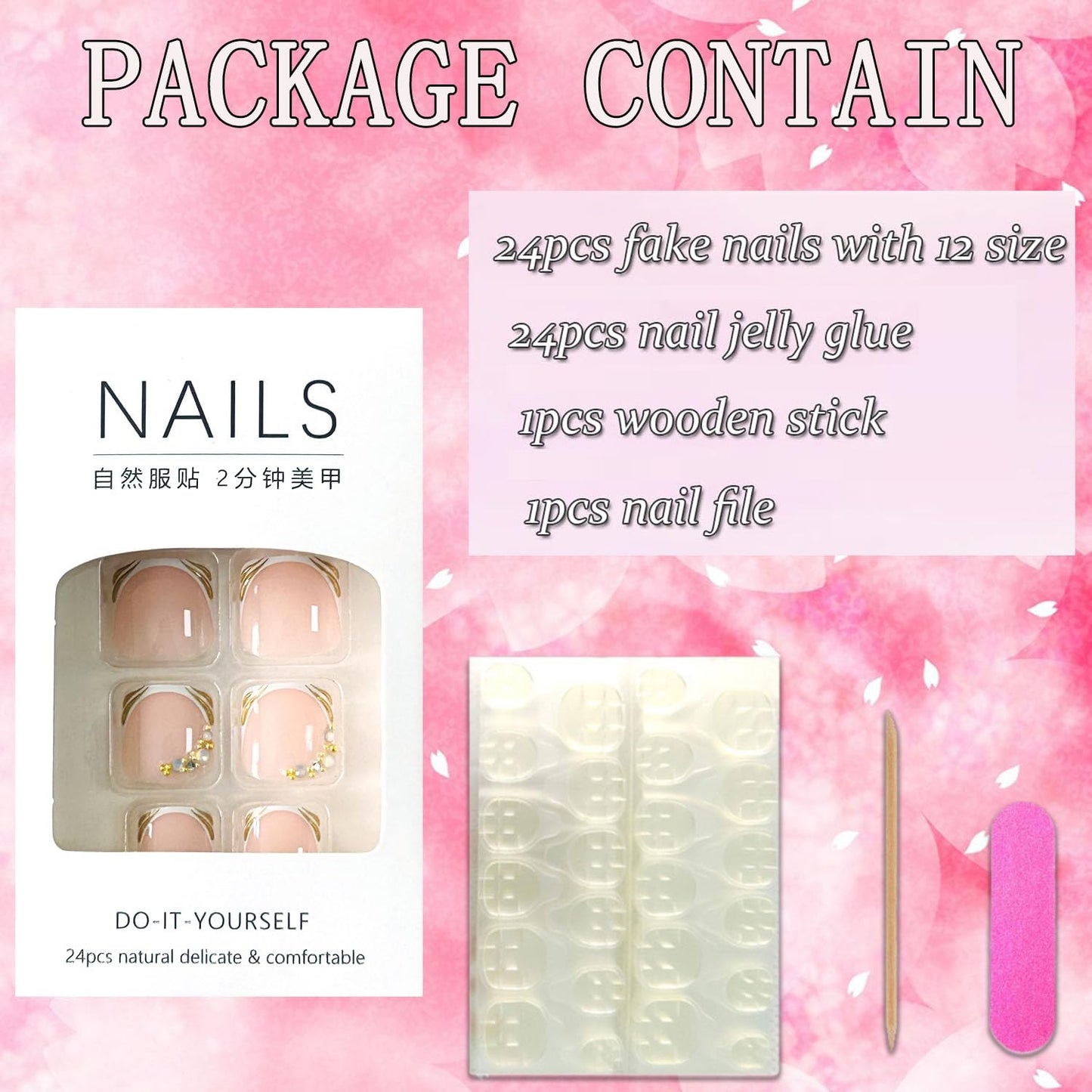 FIEONCIY Press on Toenails with Designs Acrylic Fake Nails for Toe Artificial False Nails with Charms Press on Toe Nails for Spring Summer Stick on Toenails for Women Girls(WSJ2512)