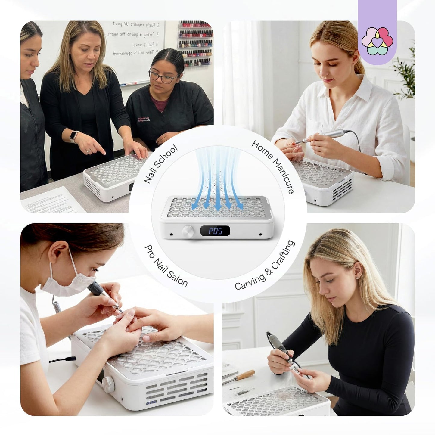 SAVILAND Pro Nail Dust Collector 2026: 1800Pa Dual Turbo Brushless Motor Dust Collector Nail Tech 5 Adjustable Speeds Powerful Collector Vacuum For Acrylic Nail Removal Quiet Salon Nail Desk Must Have