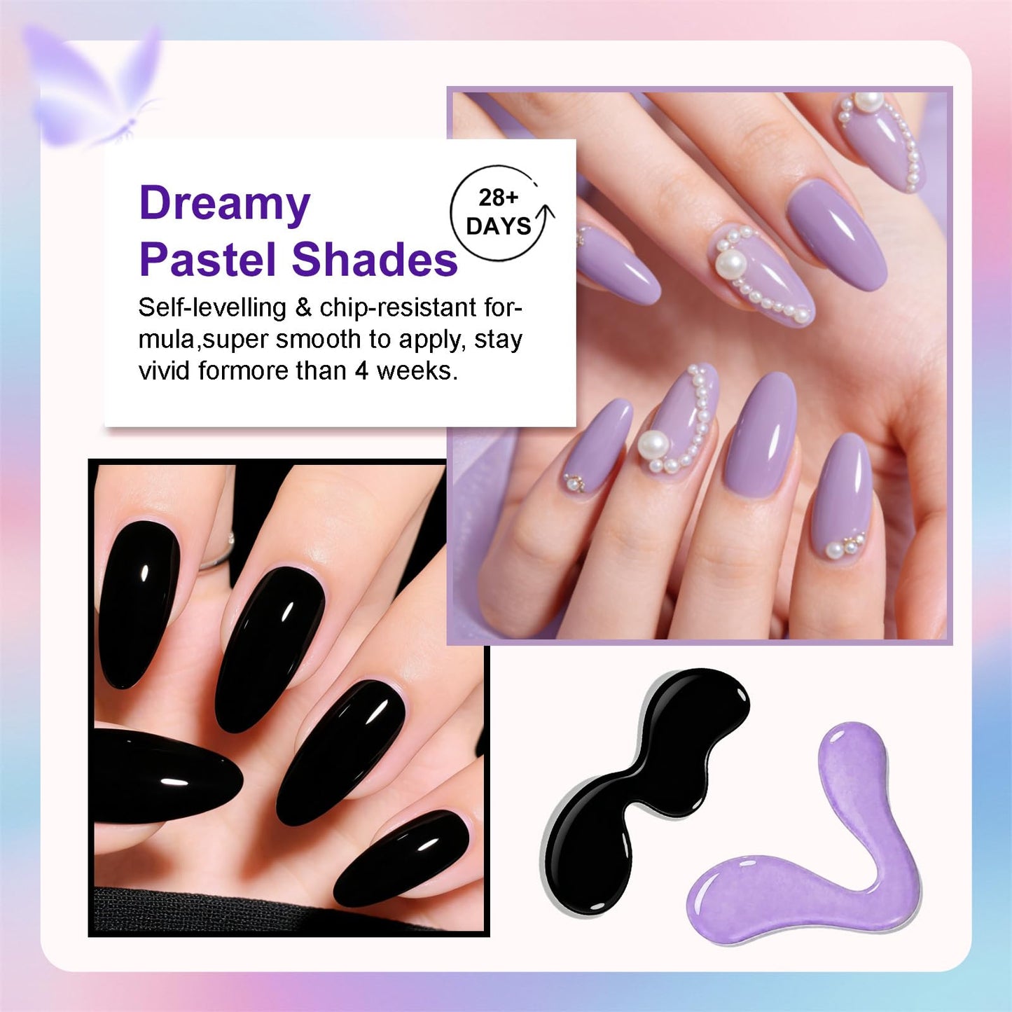 JR 10pcs 12ml Gel Nail Polish Set Blue Purple Gel Polish Set Semi Cured Long Lasting Vegan Chip-Resistant Soak off Nail Polish Gel Purple Gel Polish Gifts for Women F