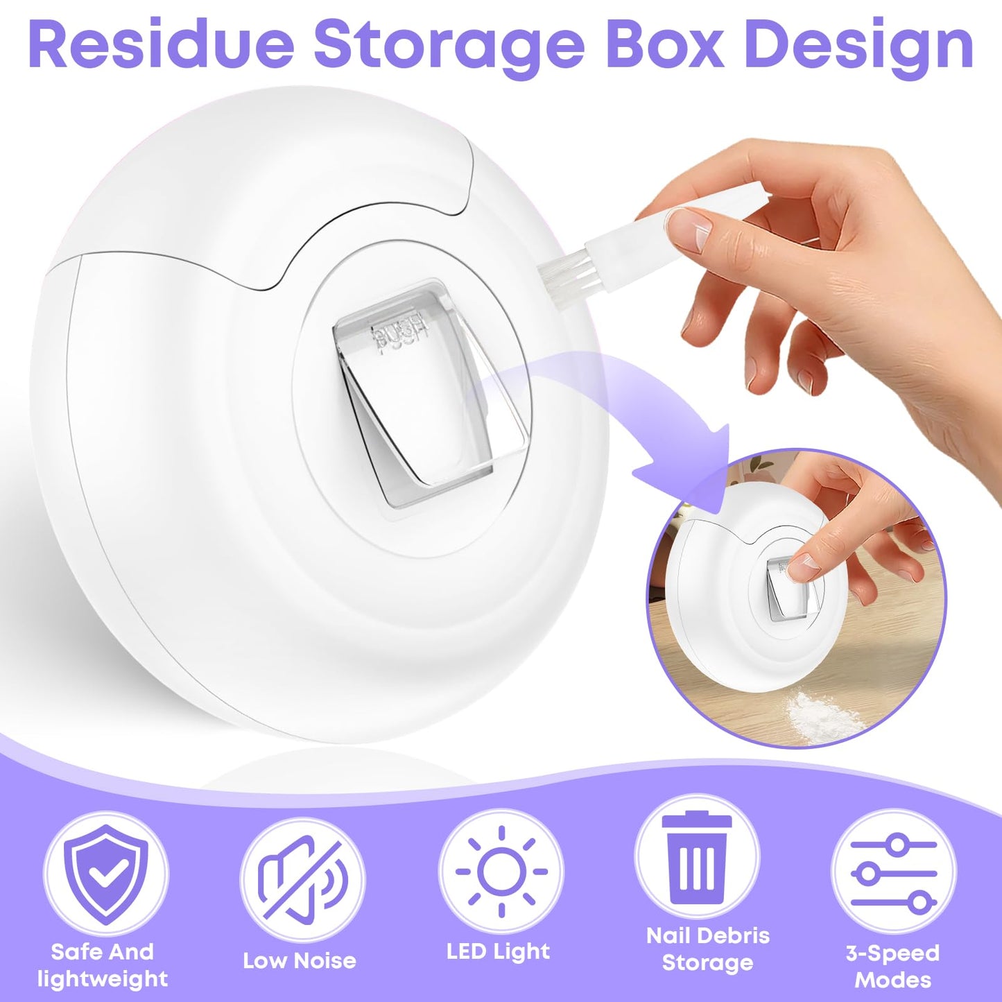 Automatic Nail Clippers for Seniors, 3-in-1 Electric Nail Clipper & Trimmer with LED Light Rechargeable Battery Fingernail Clipper for Adults Fingernail Grinder Electric Polishing for Women & Men