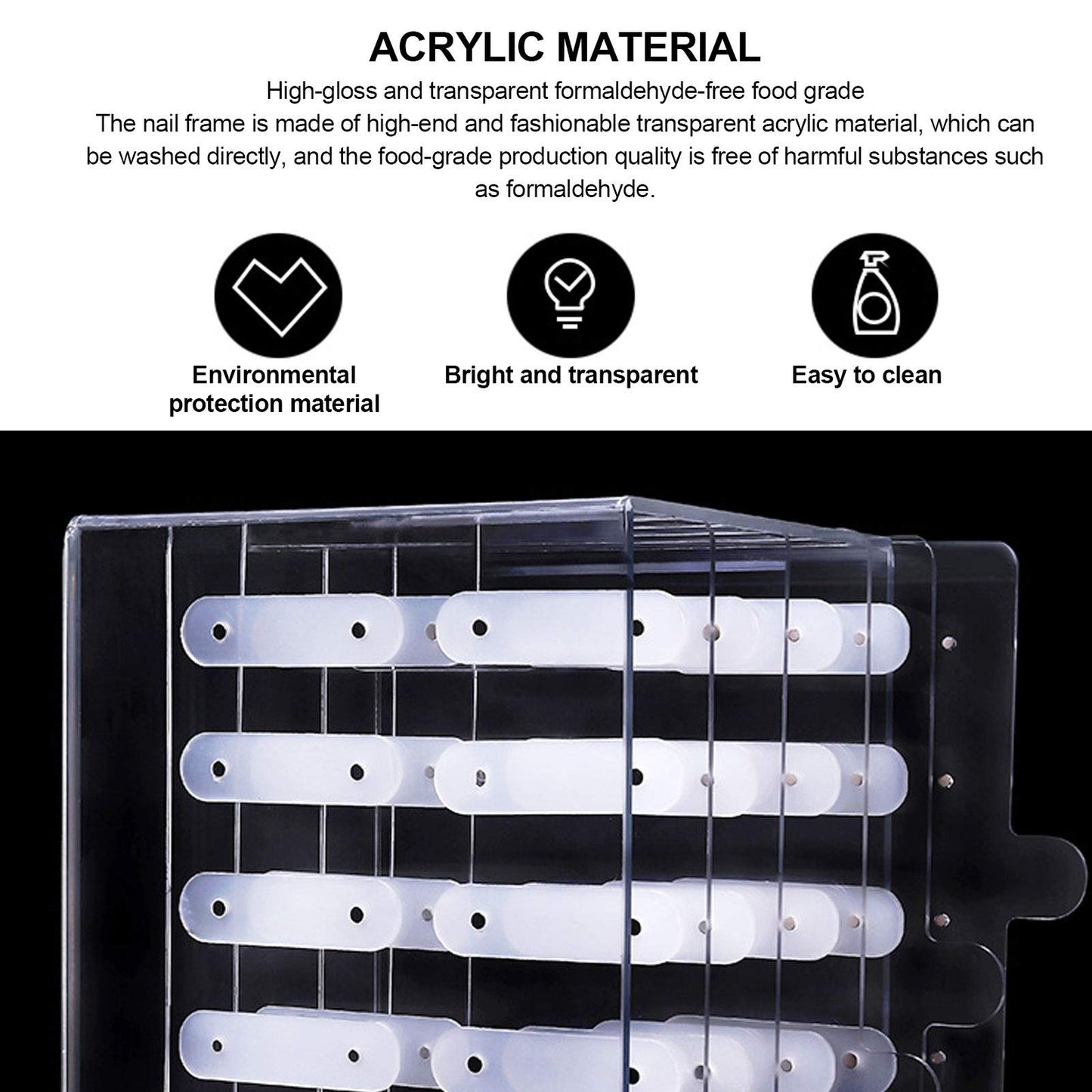 Nail Plate Display Stand, Anti-skid Easy To Disassemble Acrylic Panel Design Manicure Display Stand for Countertops for Cabinet for Decoration and