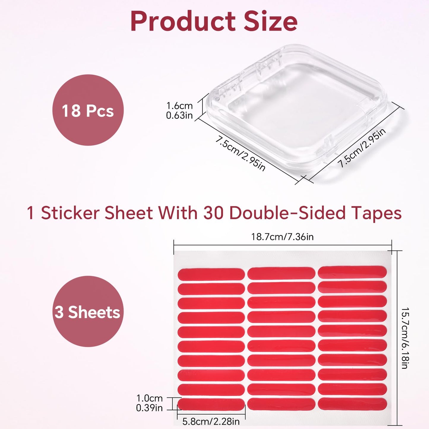 siyuwuro 18Pcs Press On Nail Storage Box with 90Pcs Adhesive Double Sided Tape for Artificial Fake Nails Organizer Case Clear Nail Packaging Container Box Nail Display Nail Salon Supplies