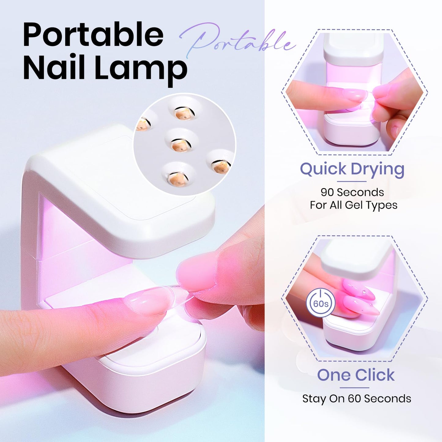 MIZHSE Solid Builder Gel Nail Kit with Nail Lamp, 3 Colors Builder Gel Clear Milky White Nude Hard Sculpting 3D Art U V LED Gels with Dual Form